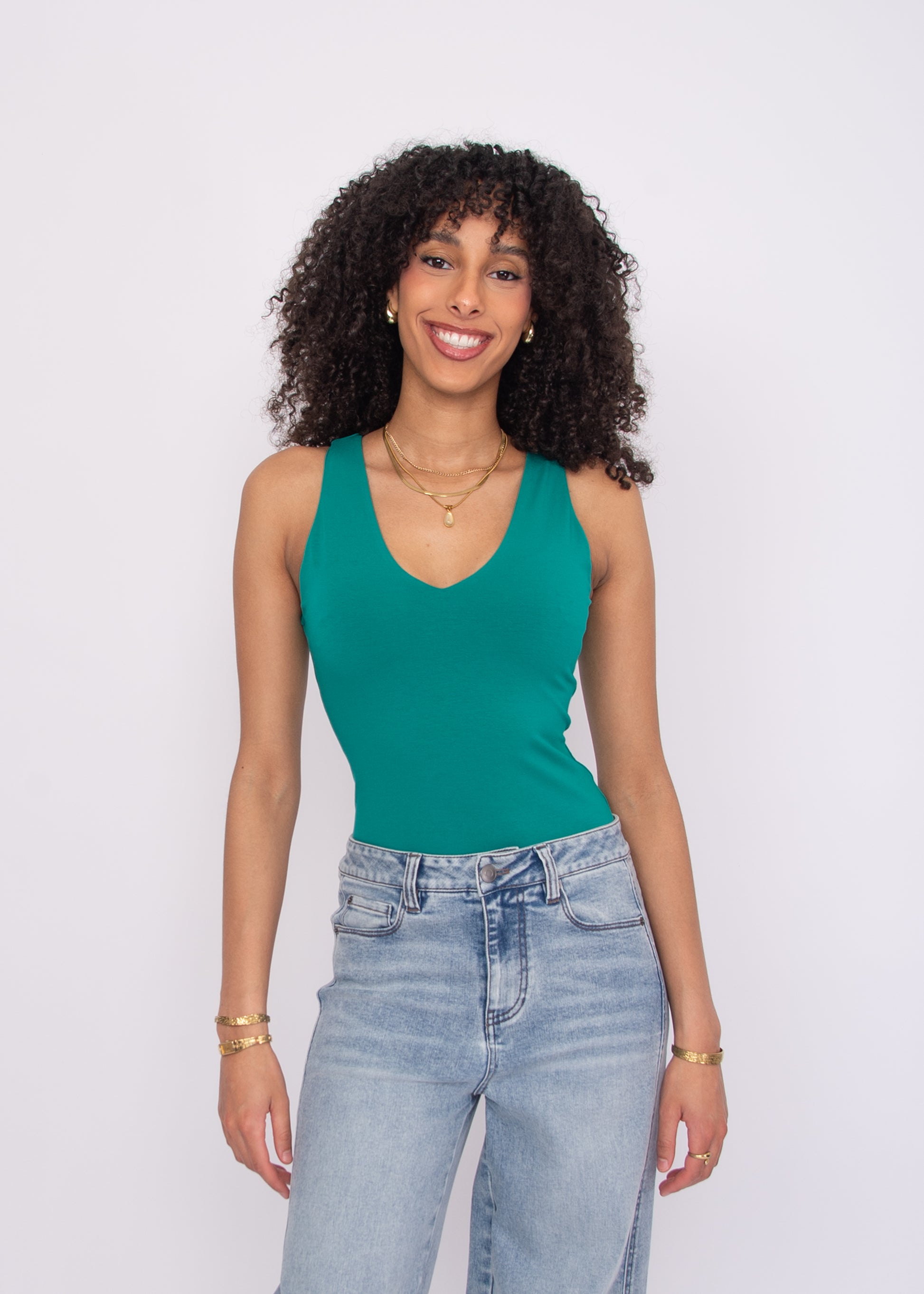 COTTON CORE VALENTINA TANK - MARINE GREEN
