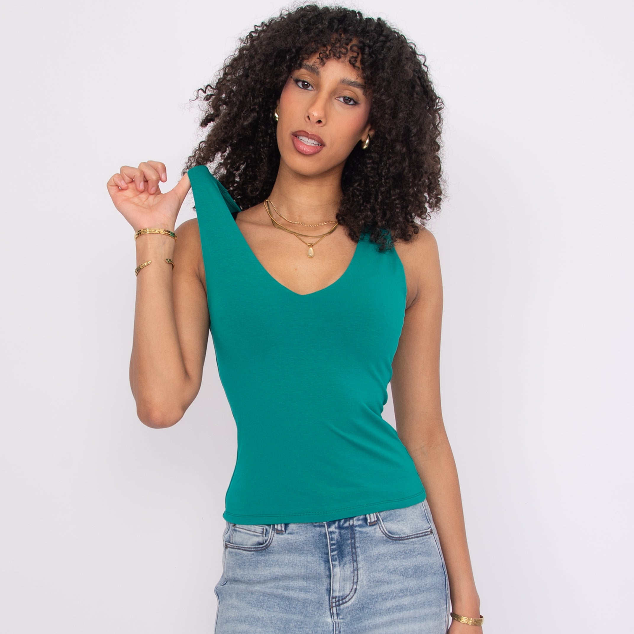 COTTON CORE VALENTINA TANK - MARINE GREEN