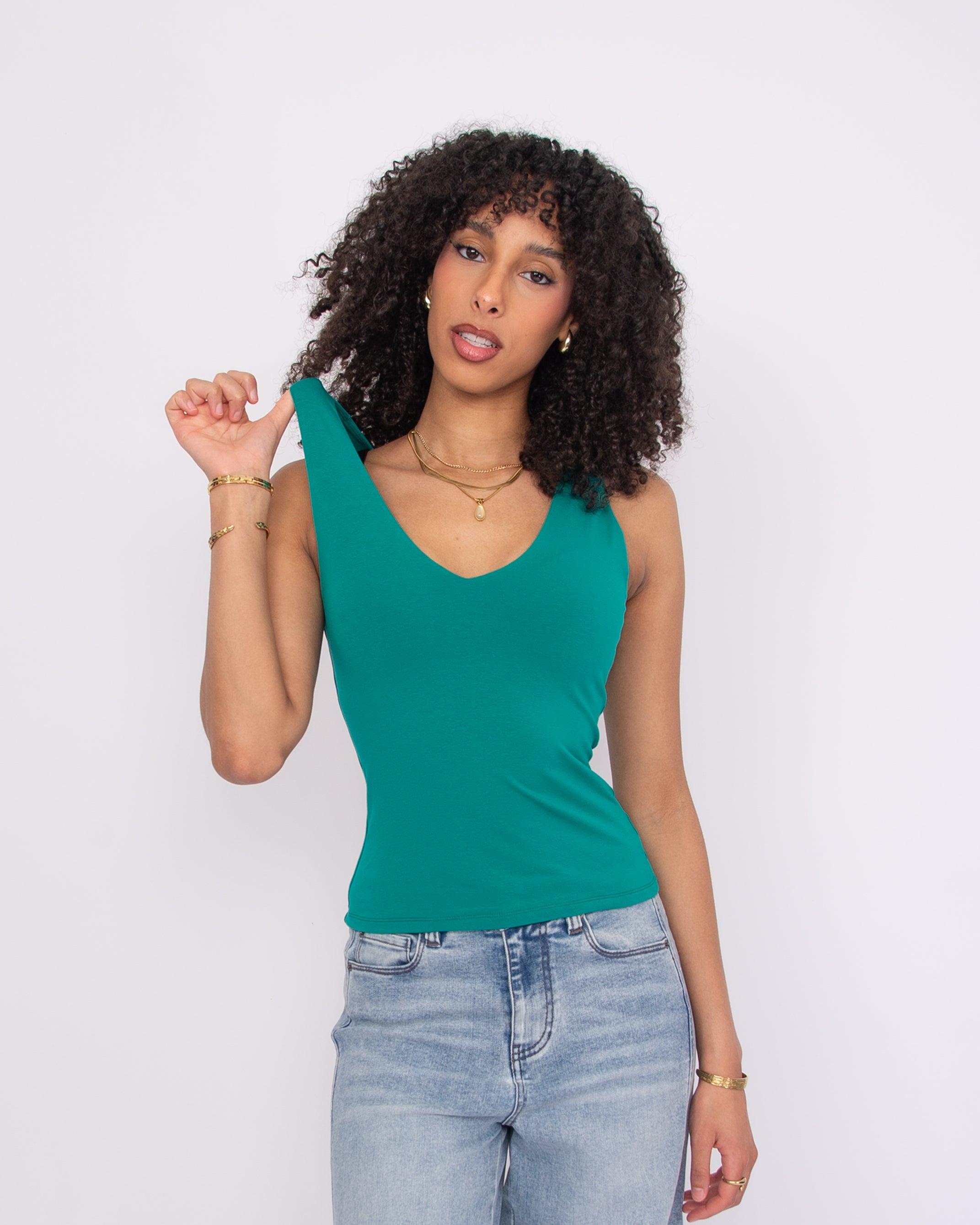 COTTON CORE VALENTINA TANK - MARINE GREEN