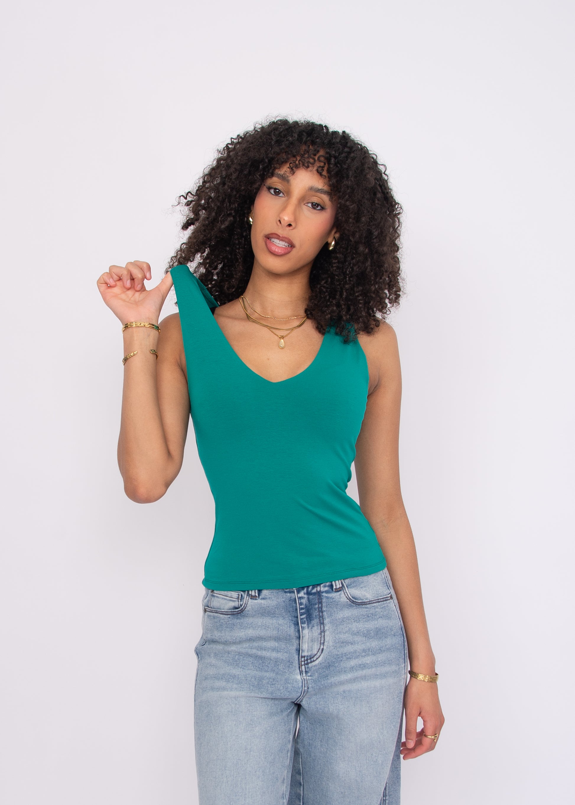 COTTON CORE VALENTINA TANK - MARINE GREEN
