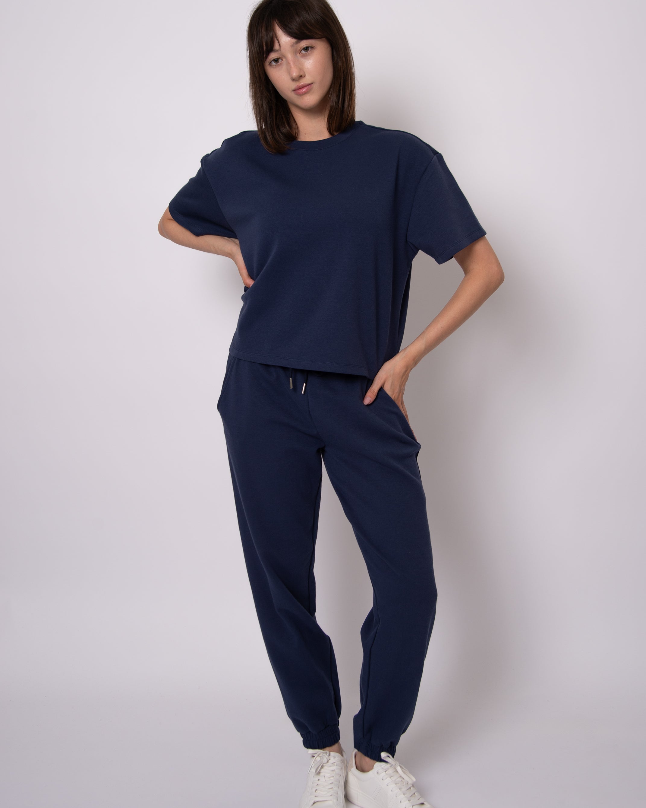 TESS SOFT KNIT TEE - NAVY BLUE