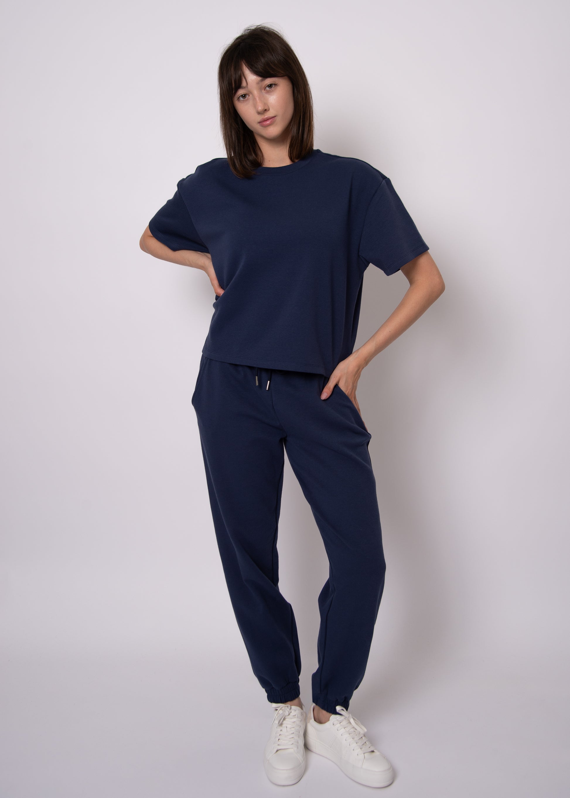 TESS SOFT KNIT TEE - NAVY BLUE