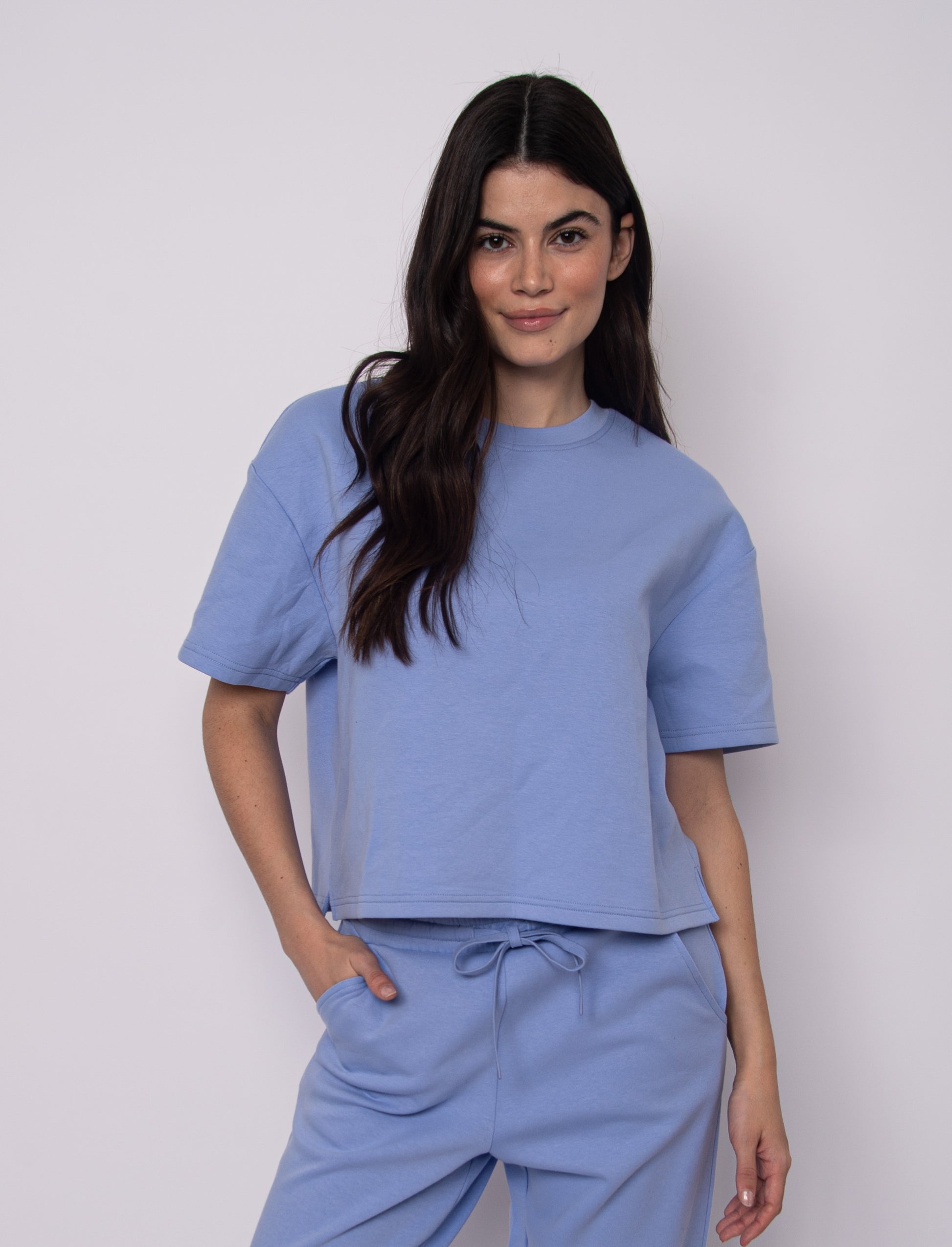 TESS SOFT KNIT TEE - PERRI BLUE
