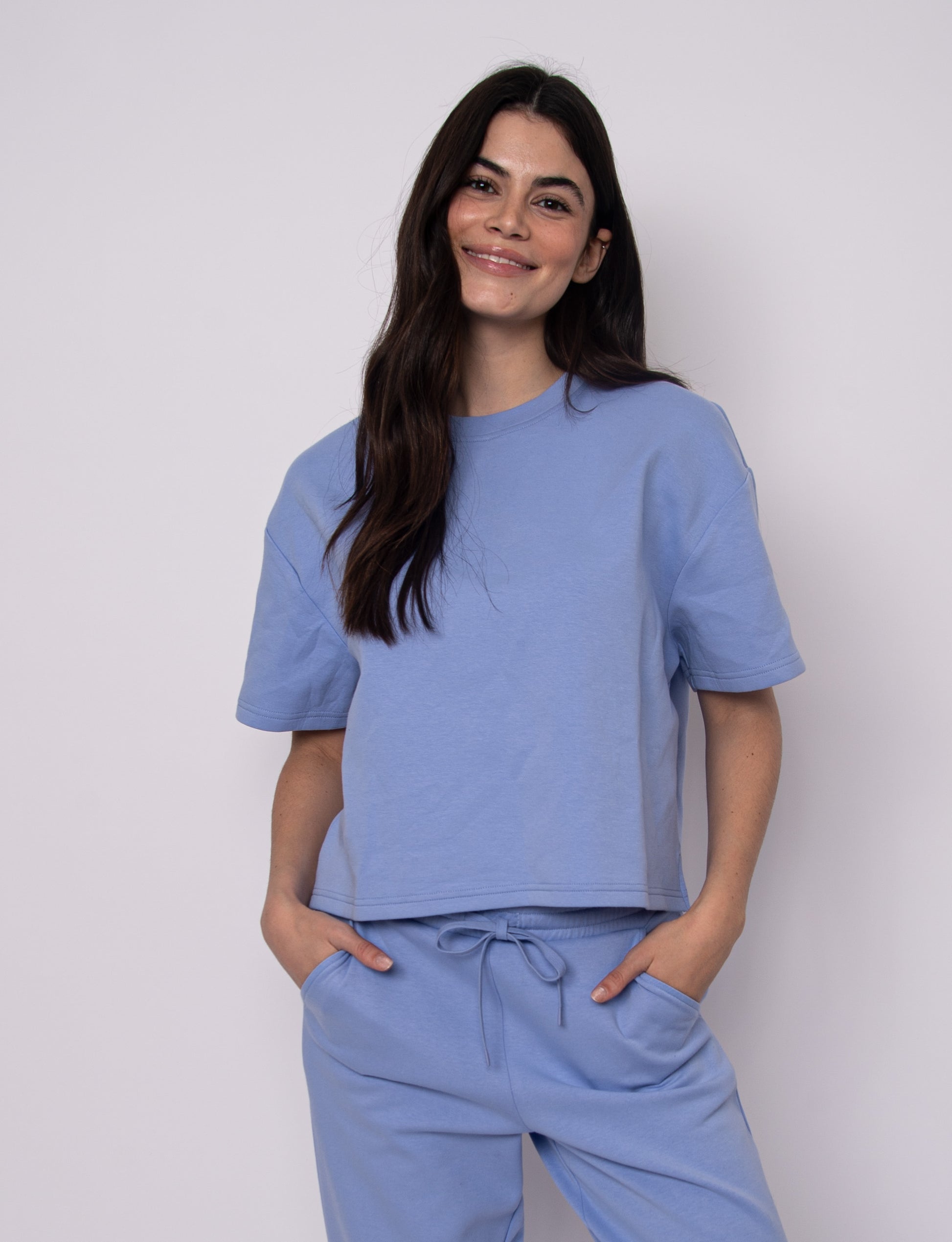 TESS SOFT KNIT TEE - PERRI BLUE
