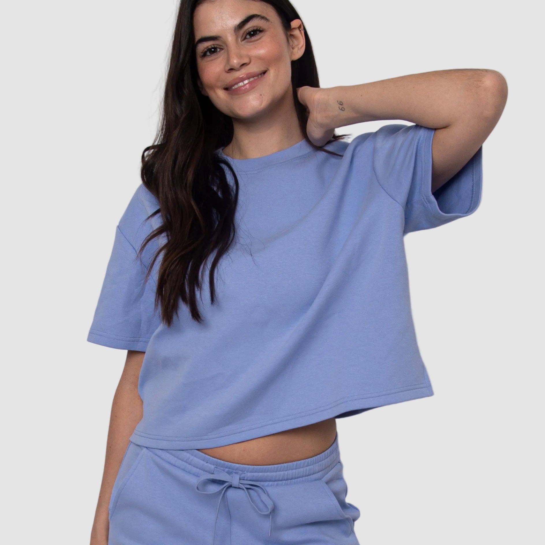TESS SOFT KNIT TEE - PERRI BLUE