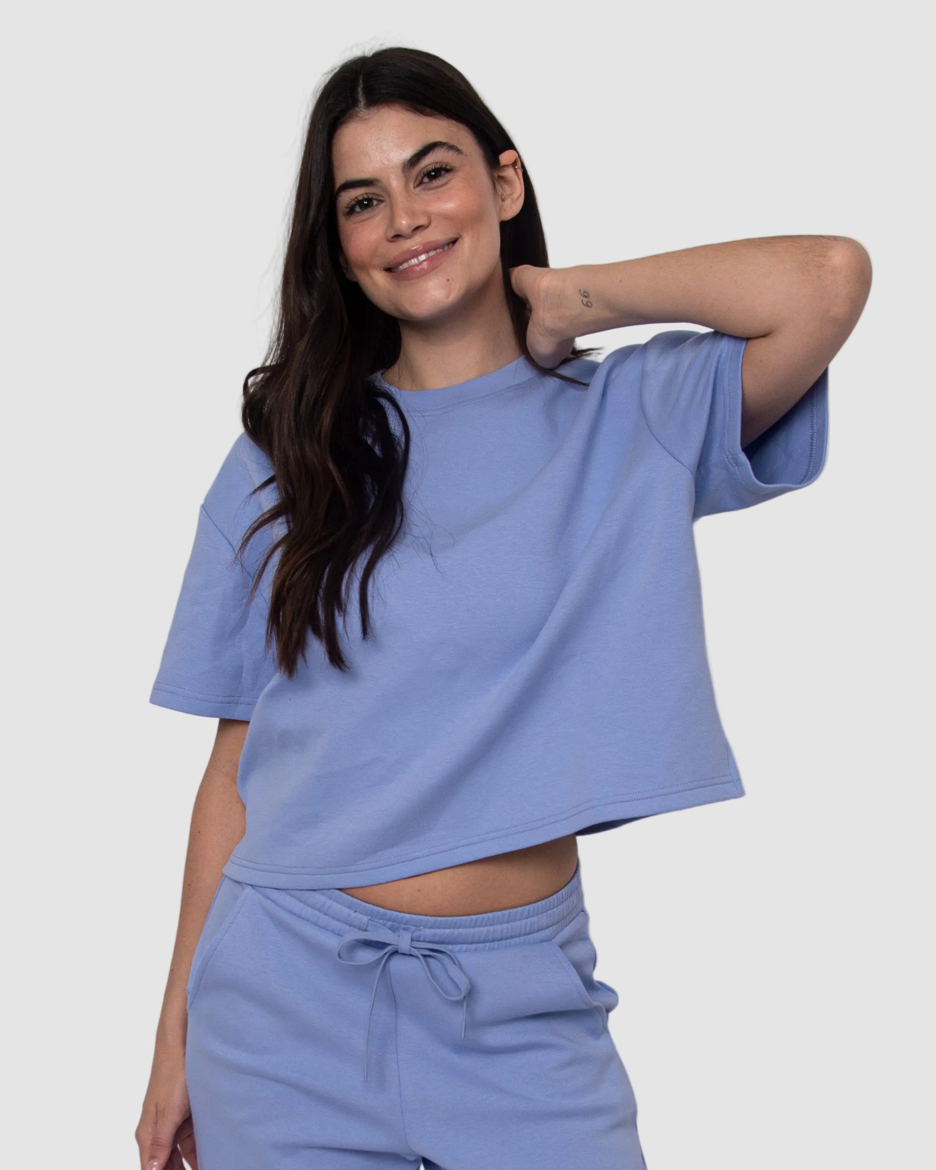 TESS SOFT KNIT TEE - PERRI BLUE