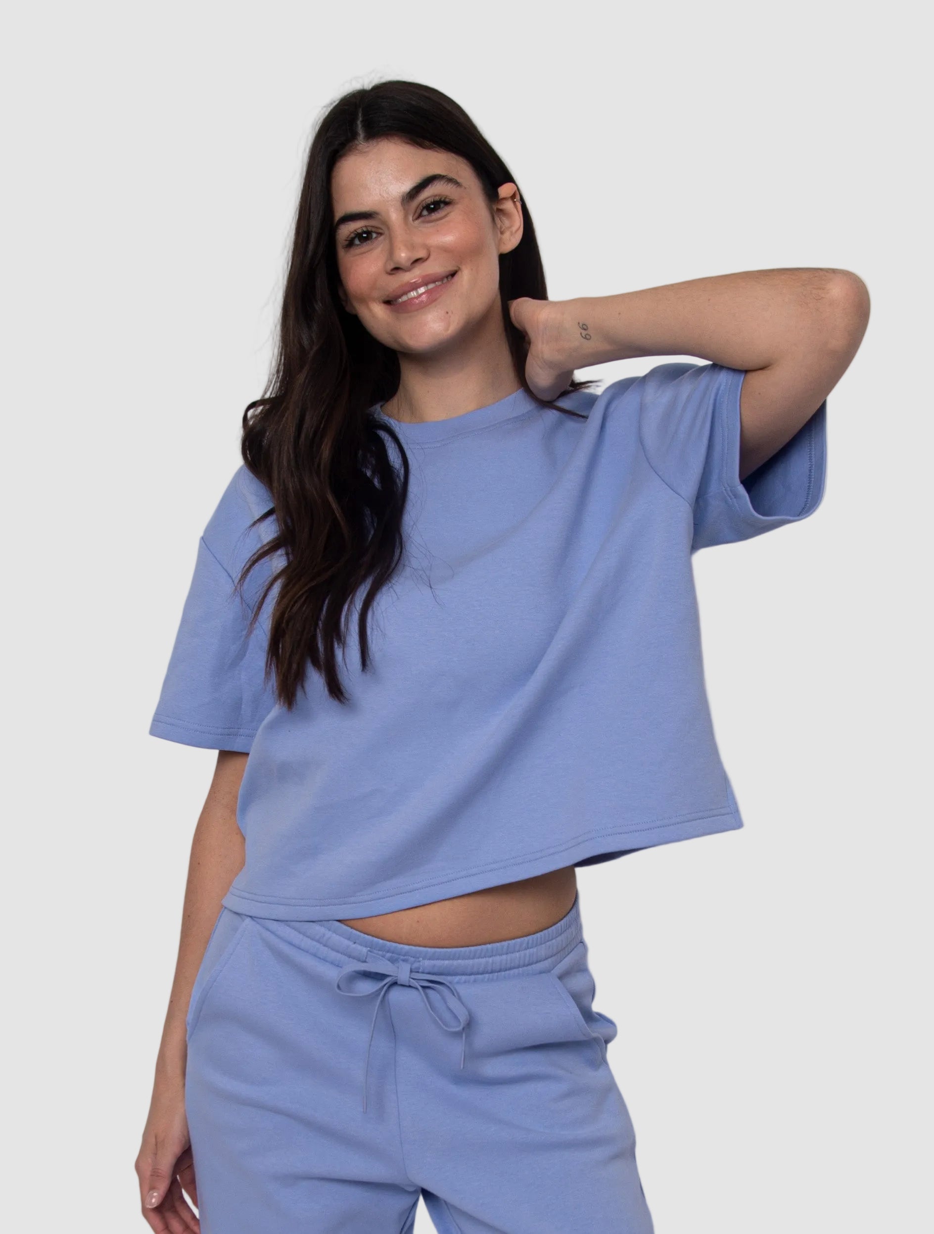 TESS SOFT KNIT TEE - PERRI BLUE