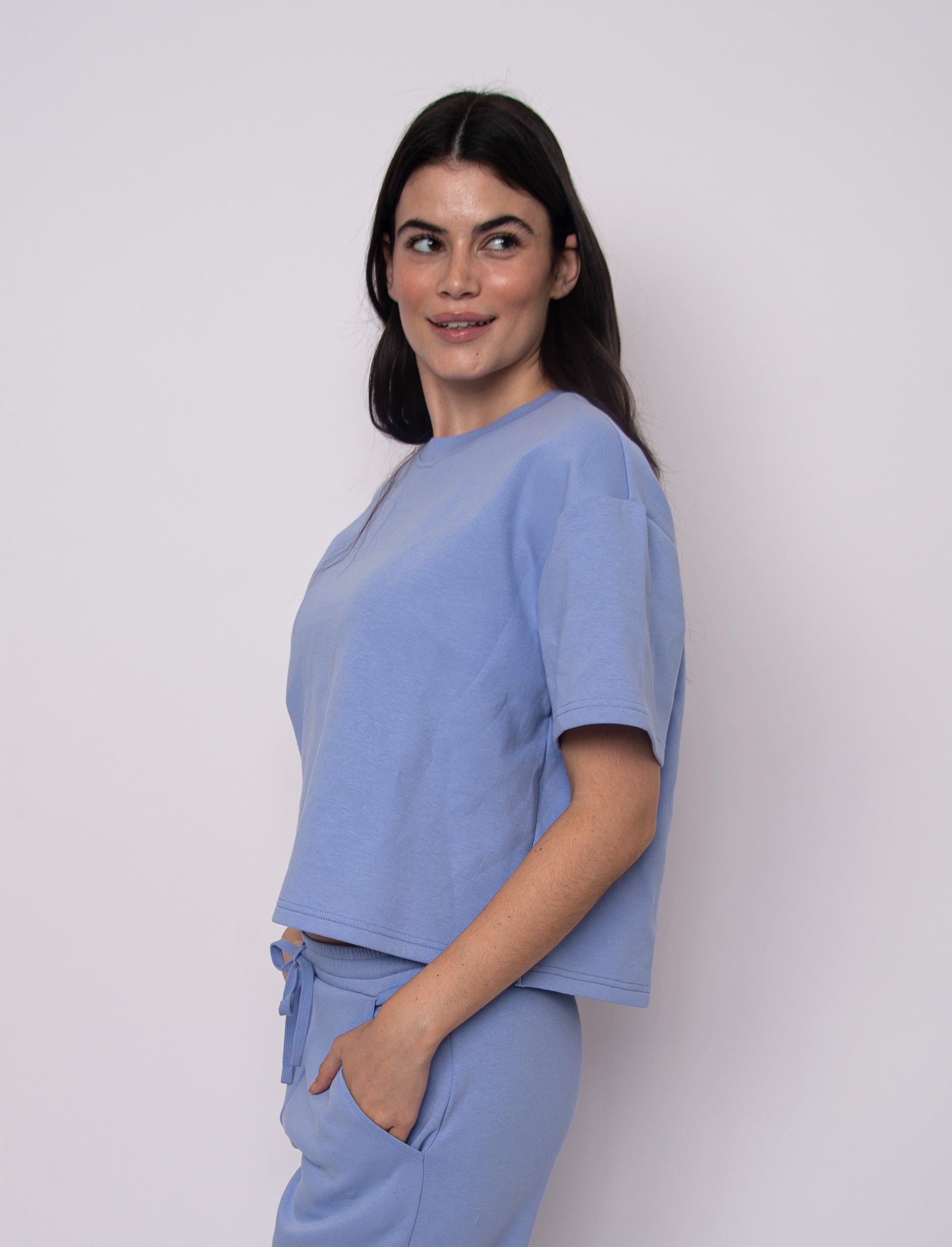 TESS SOFT KNIT TEE - PERRI BLUE