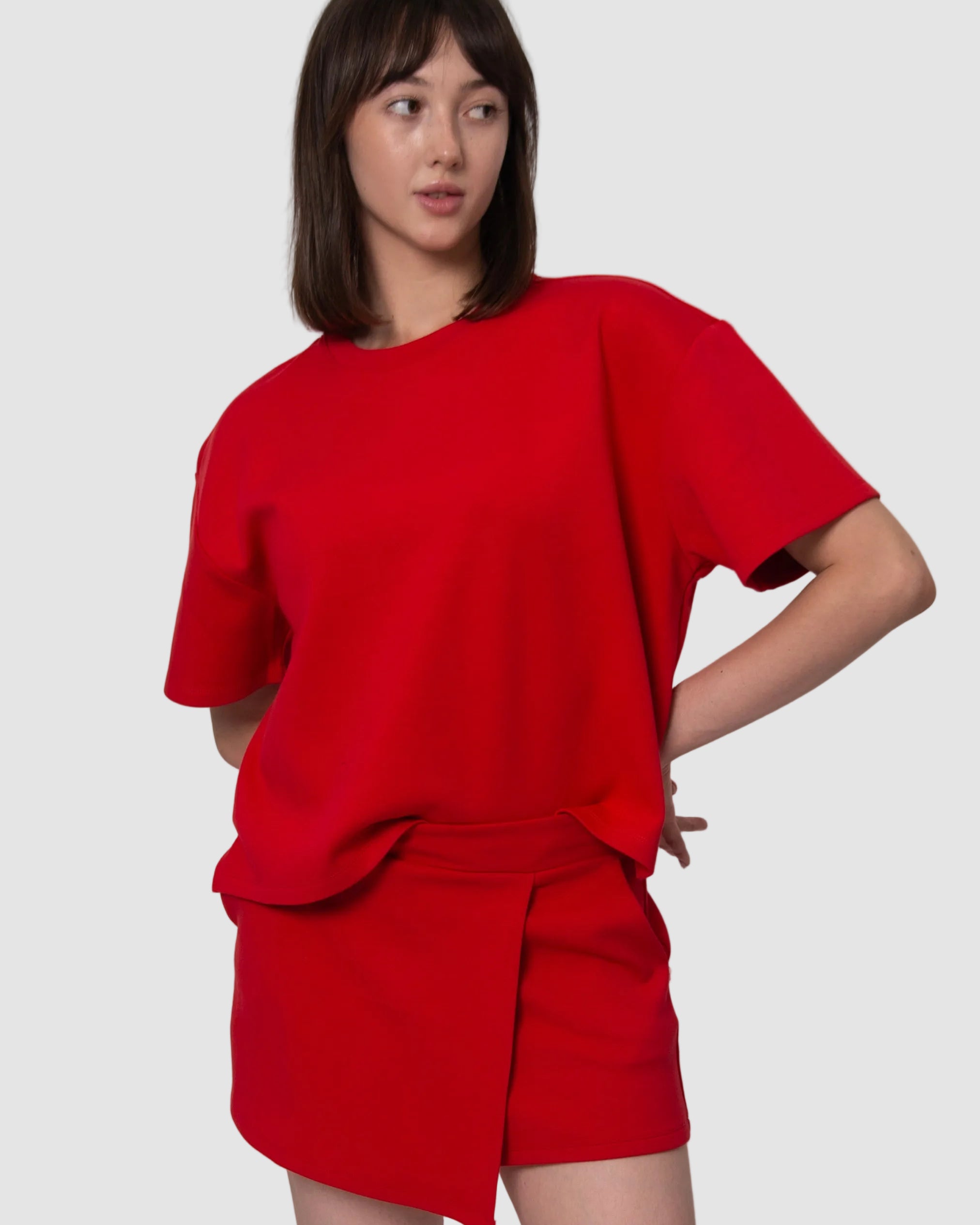 TESS SOFT KNIT TEE - ROUGE