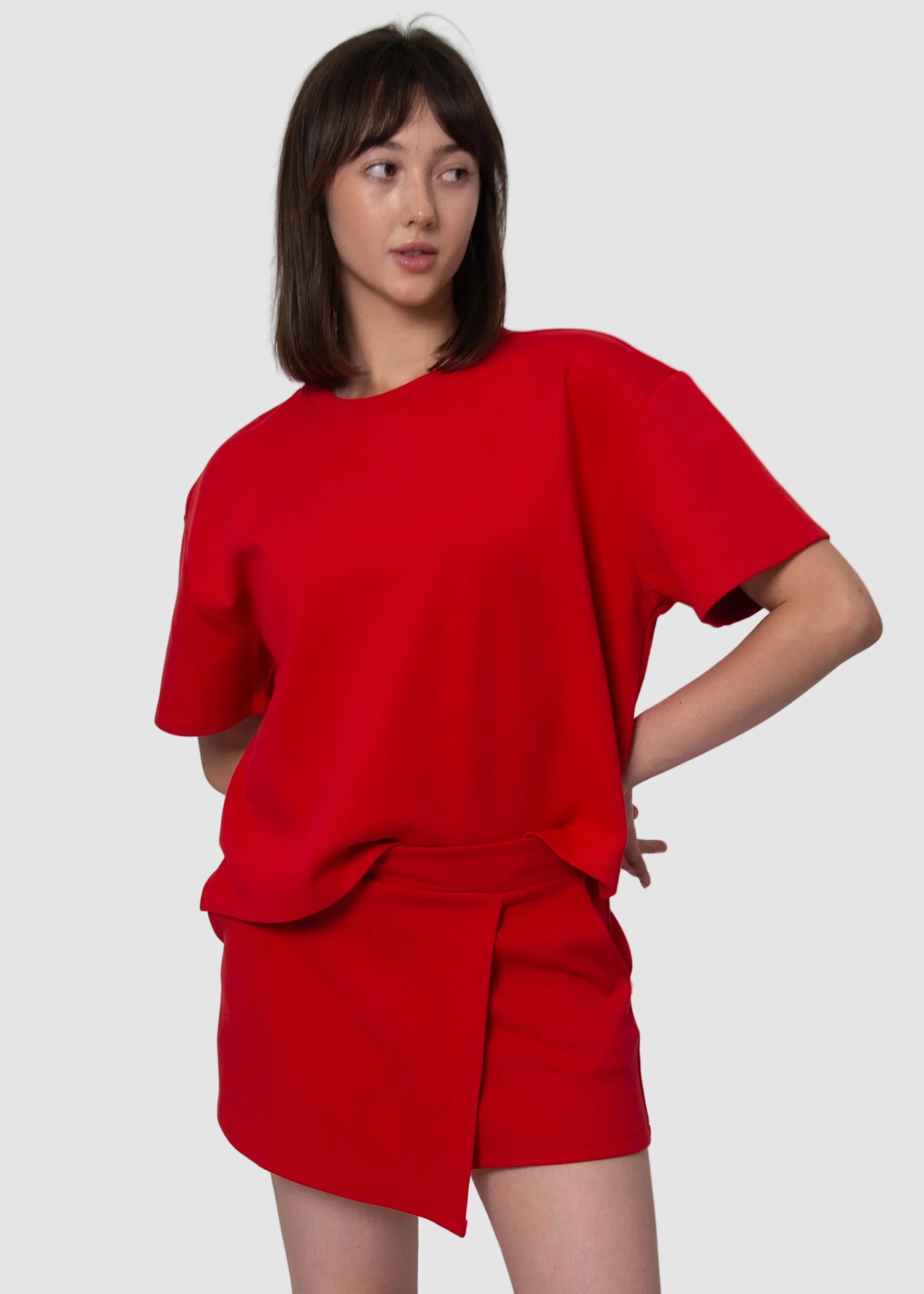TESS SOFT KNIT TEE - ROUGE