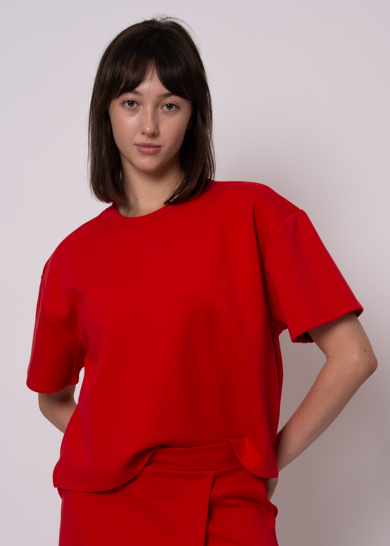 TESS SOFT KNIT TEE - ROUGE