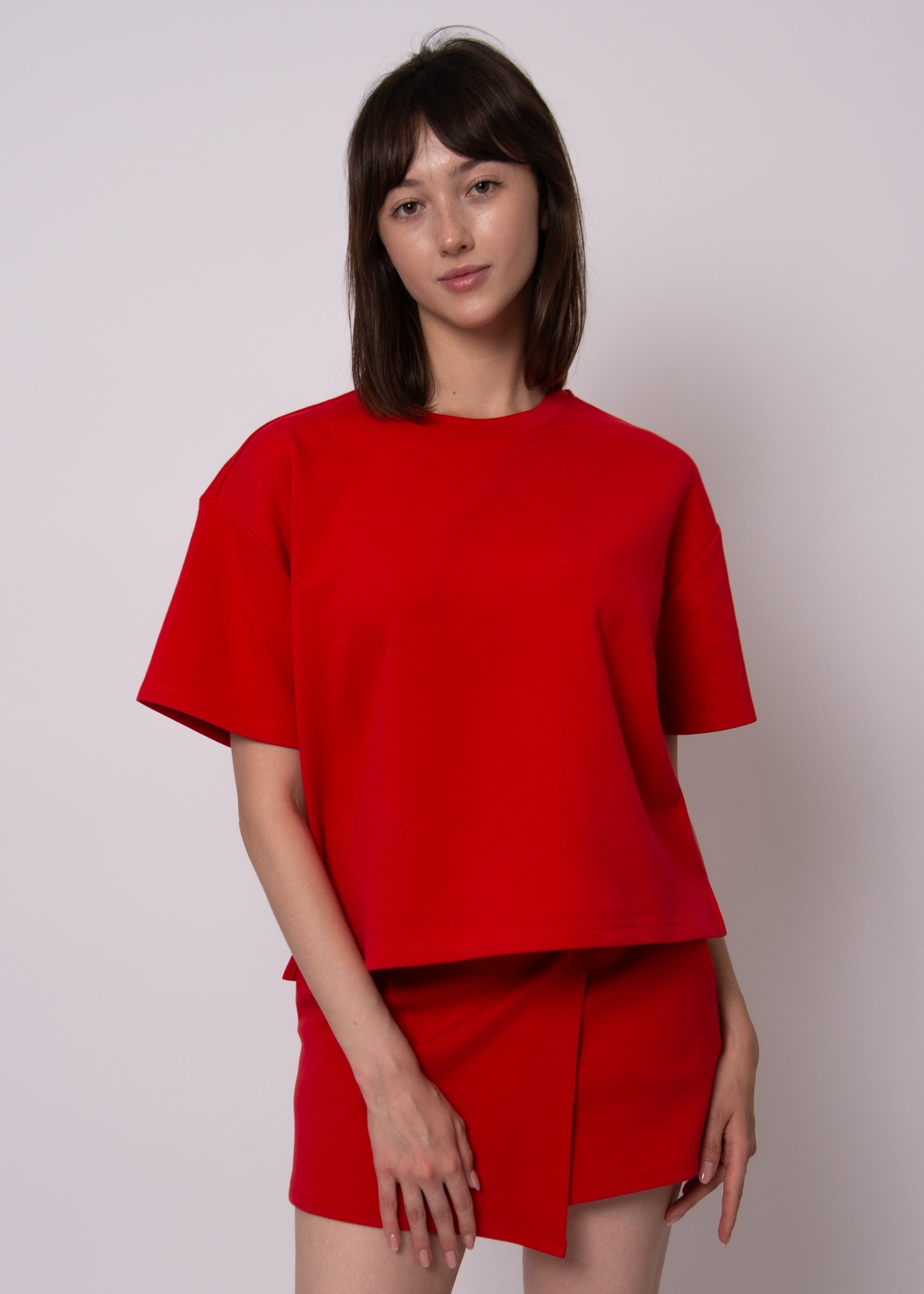 TESS SOFT KNIT TEE - ROUGE