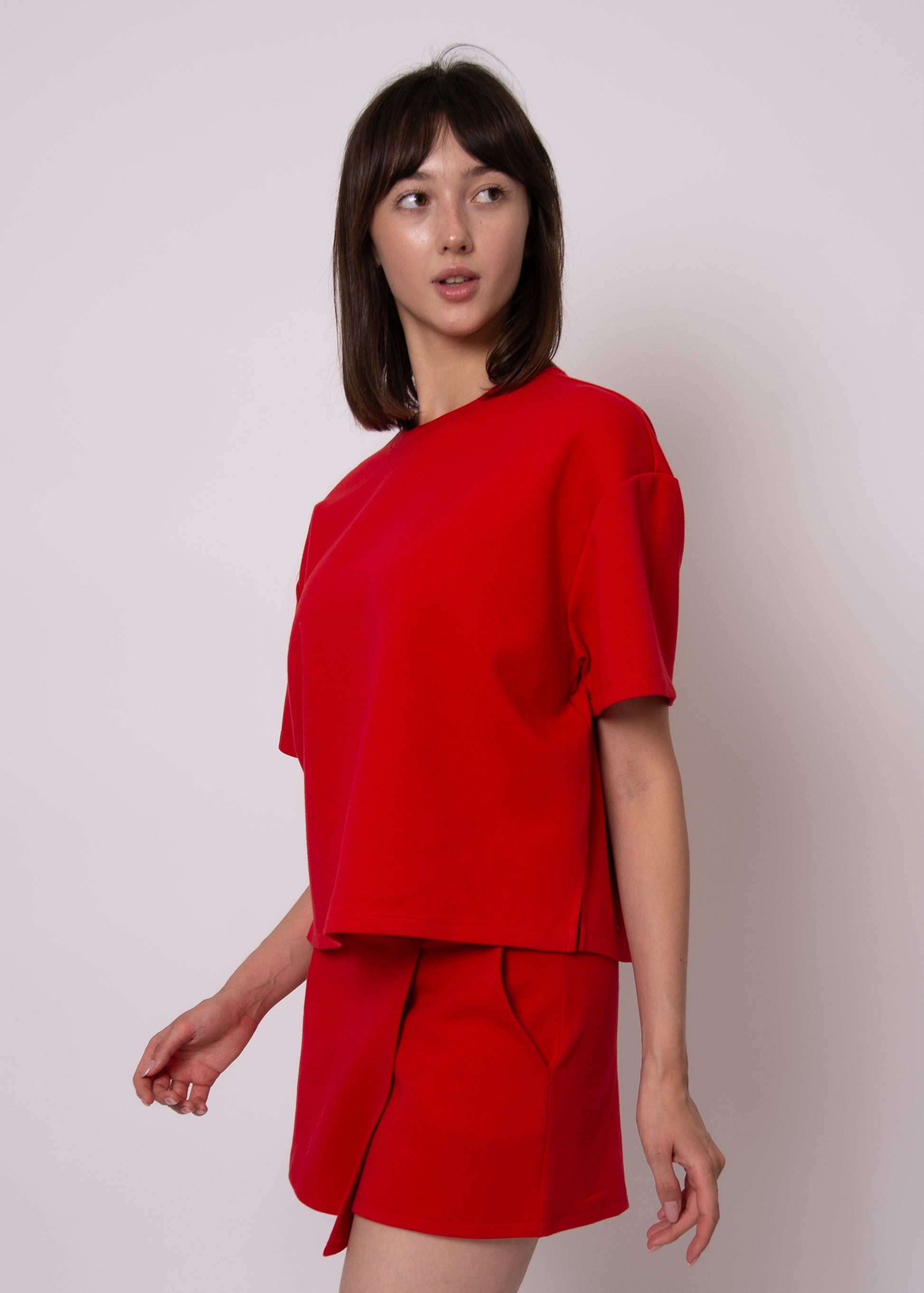 TESS SOFT KNIT TEE - ROUGE
