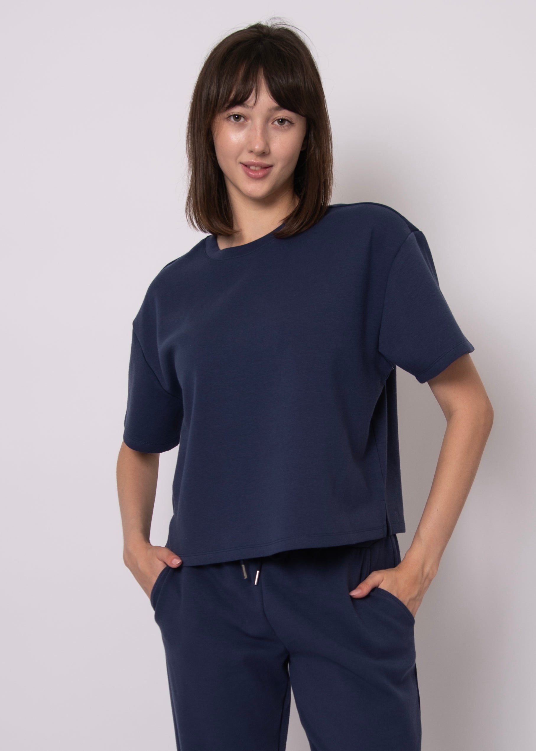TESS SOFT KNIT TEE - NAVY BLUE