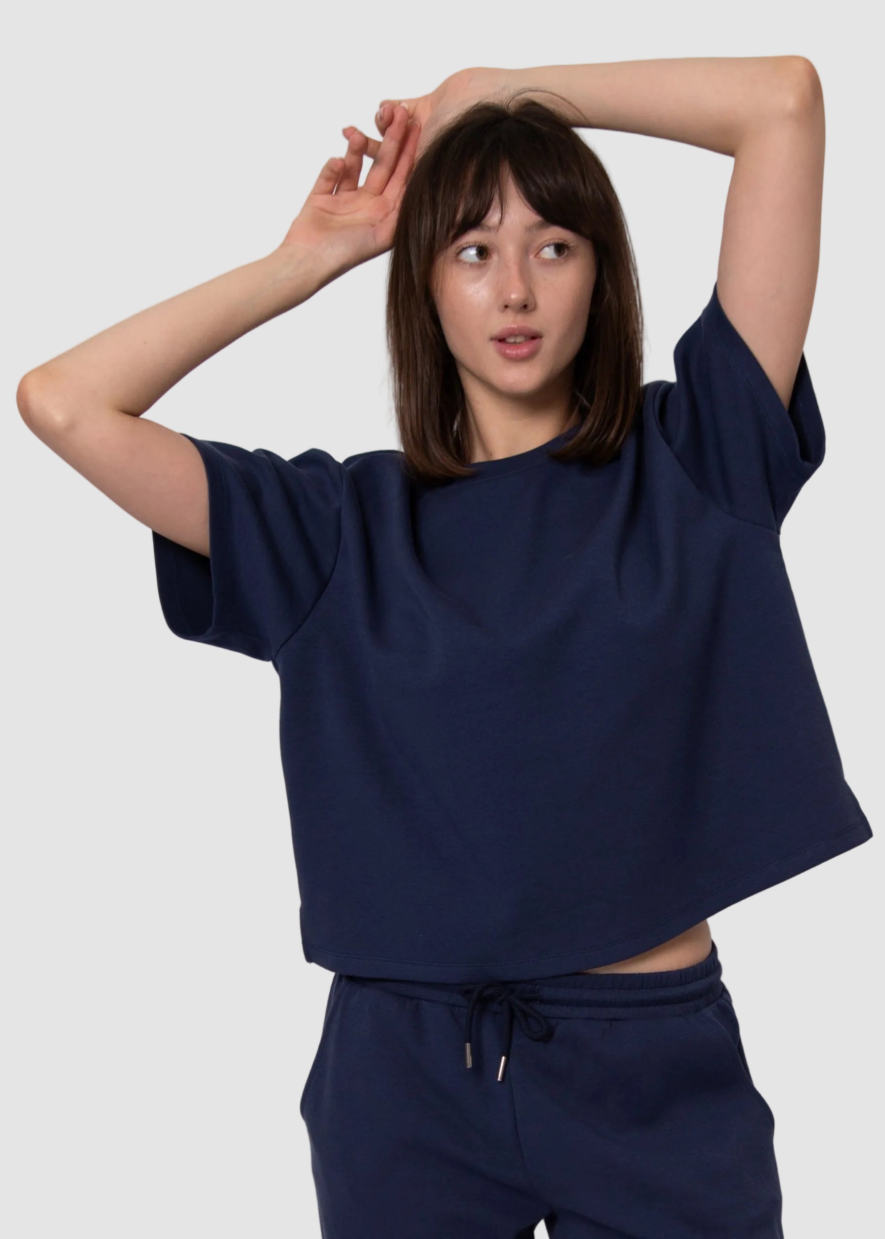 TESS SOFT KNIT TEE - NAVY BLUE