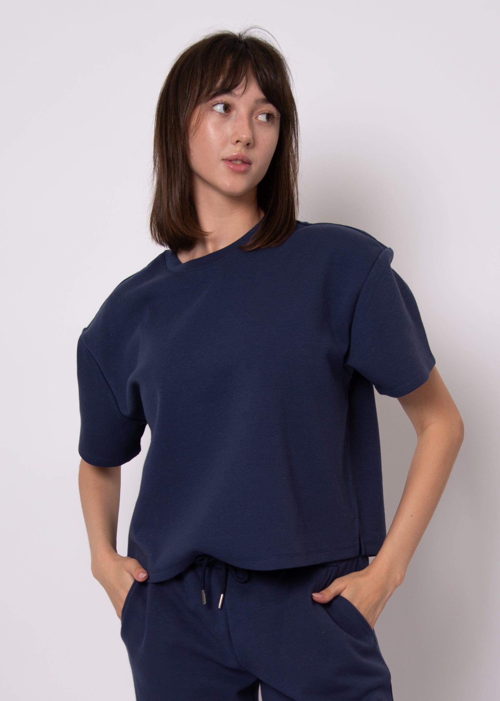 TESS SOFT KNIT TEE - NAVY BLUE