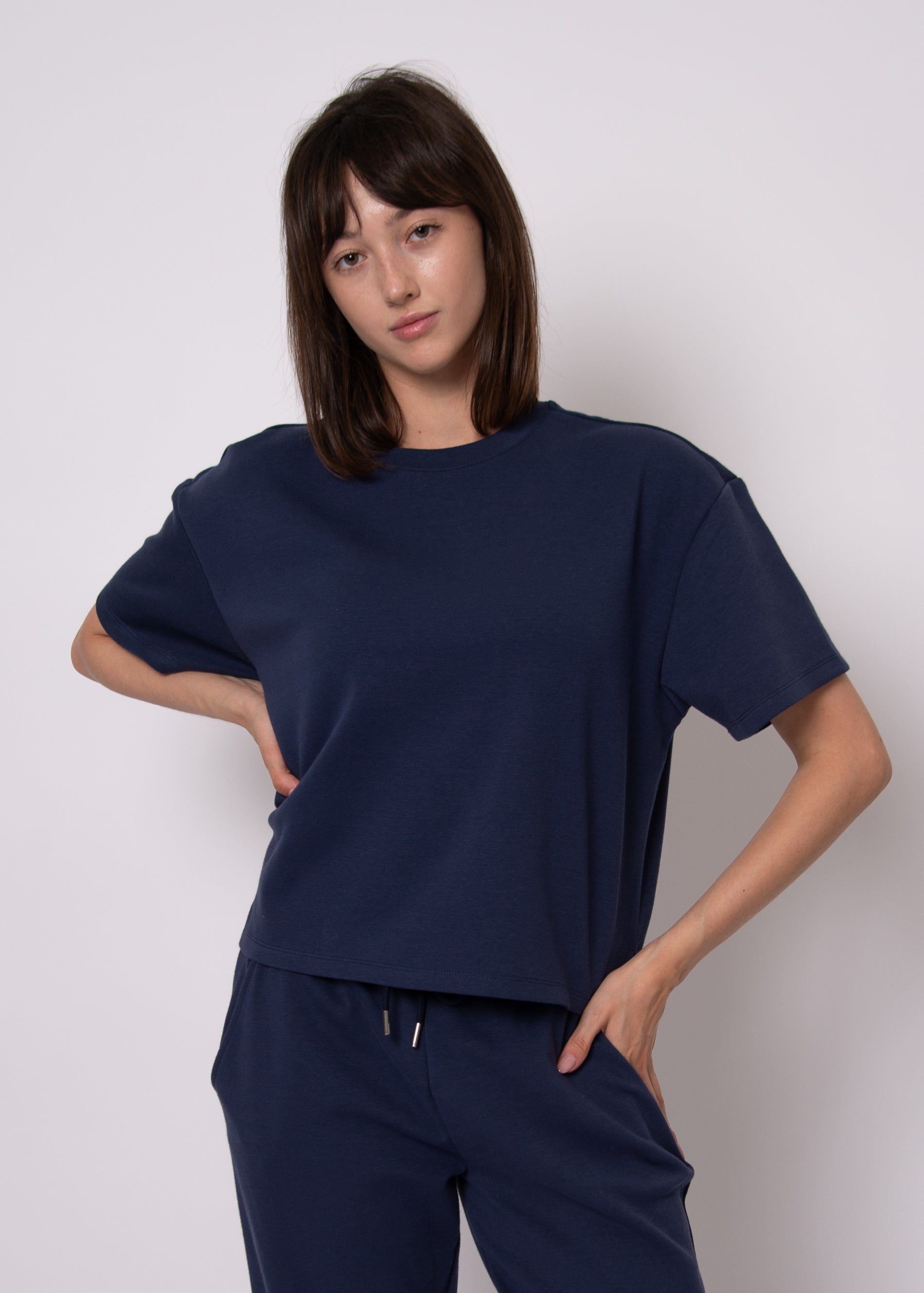 TESS SOFT KNIT TEE - NAVY BLUE