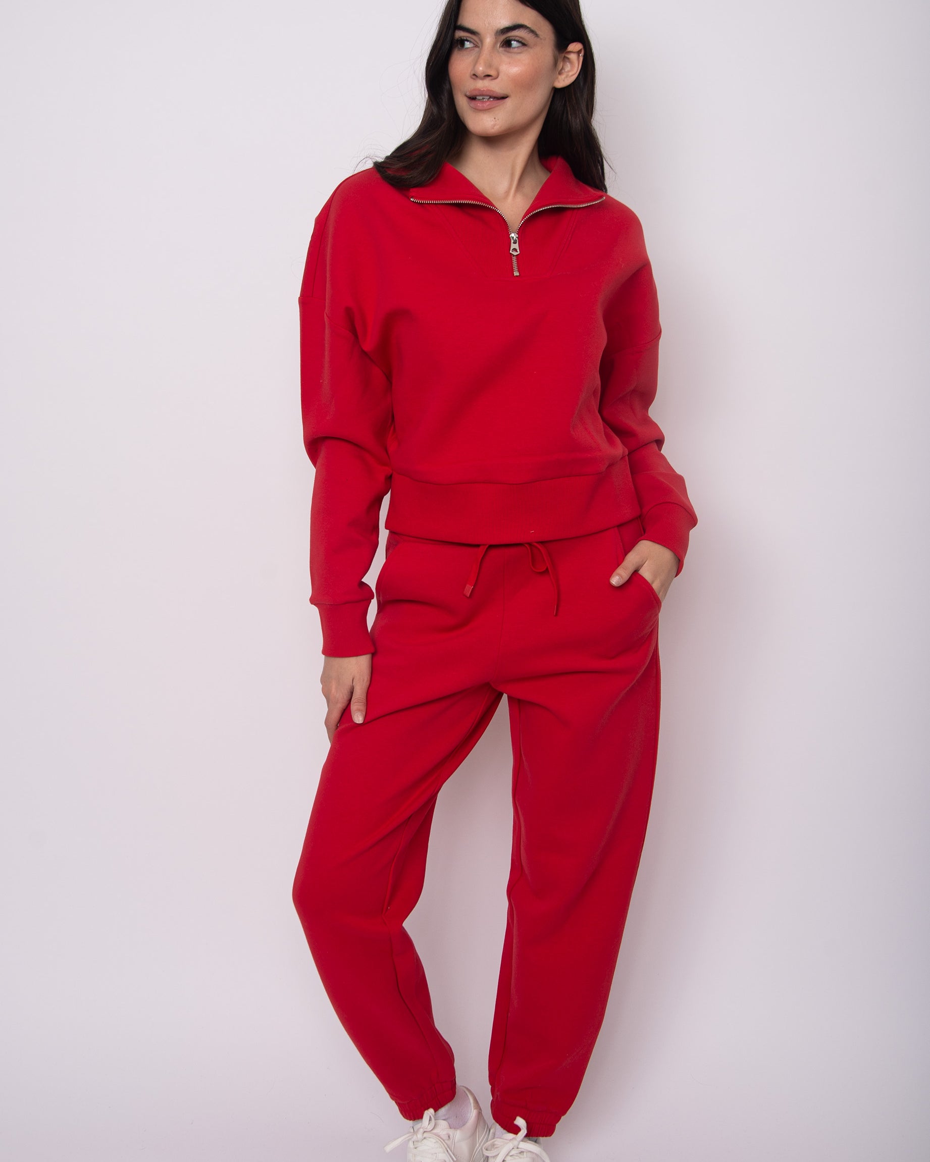 FATIMA SOFT KNIT JOGGERS - ROUGE