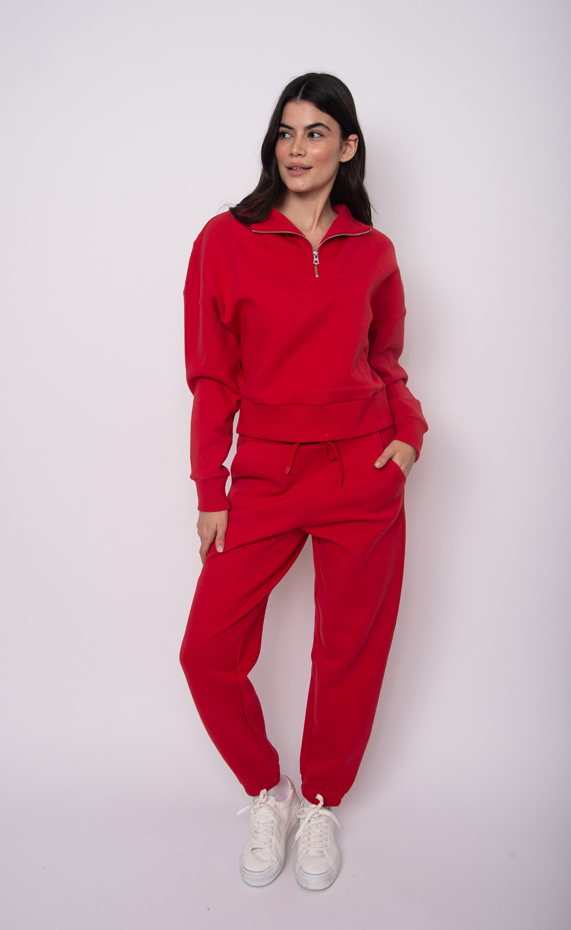 FATIMA SOFT KNIT JOGGERS - ROUGE