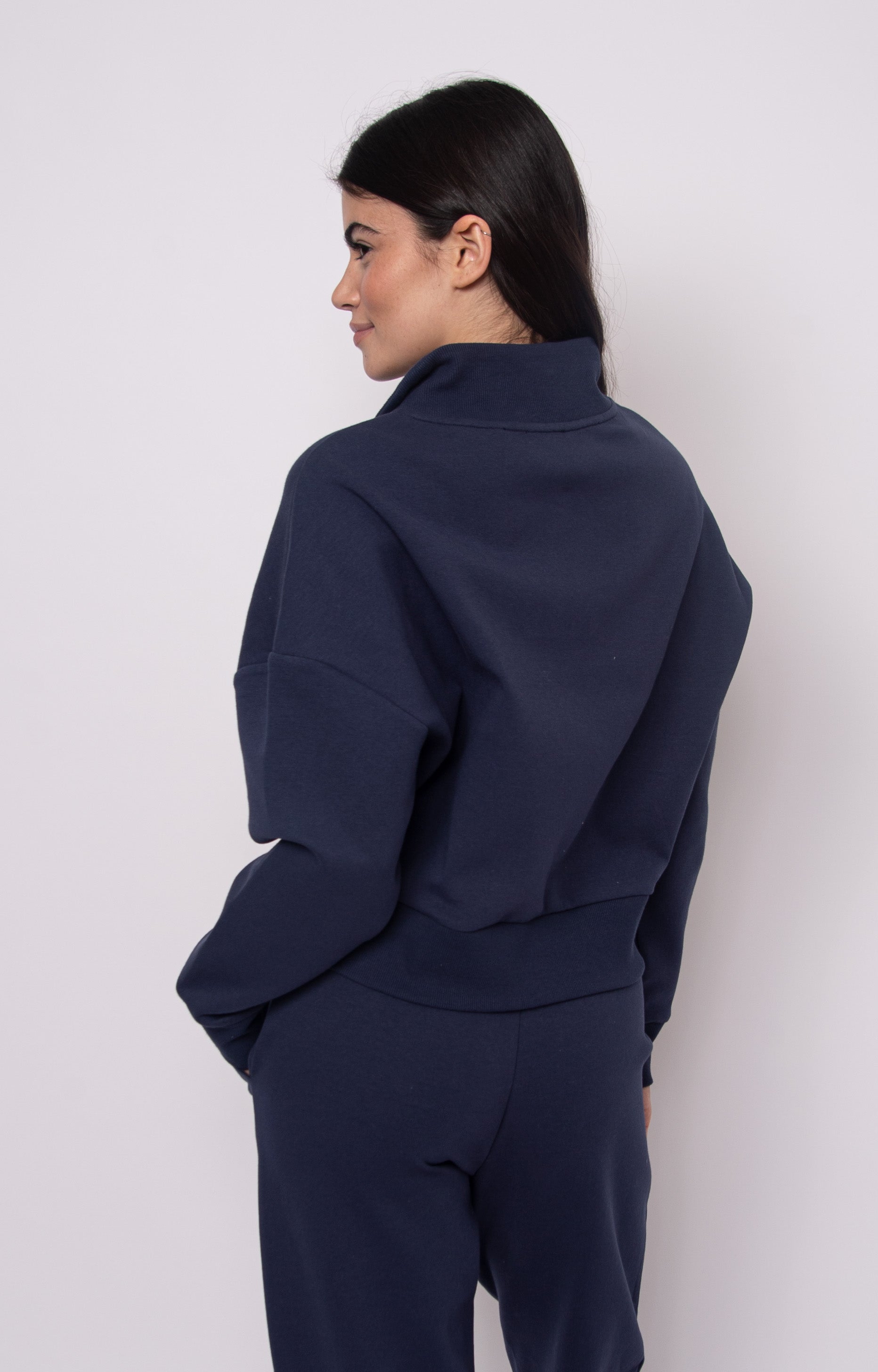 SEANNI SOFT KNIT HALF ZIP PULLOVER - NAVY BLUE