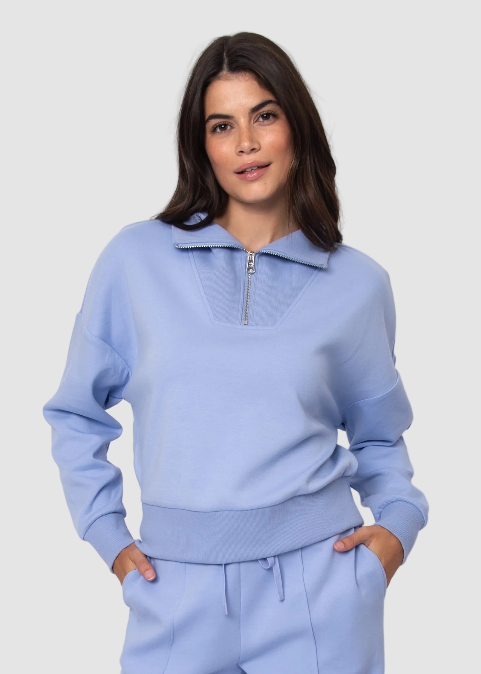 SEANNI SOFT KNIT HALF ZIP PULLOVER - PERRI BLUE