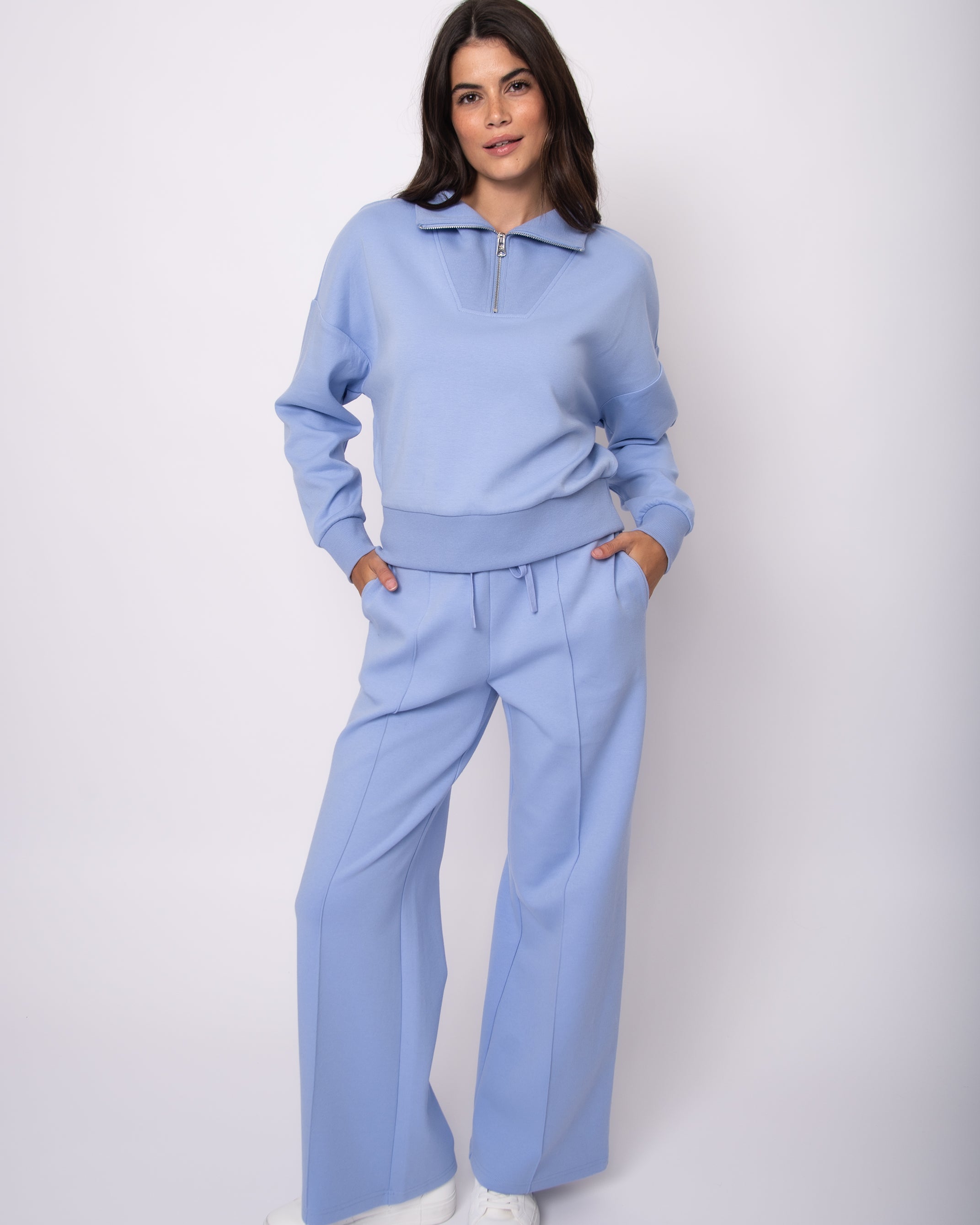 SEANNI SOFT KNIT HALF ZIP PULLOVER - PERRI BLUE
