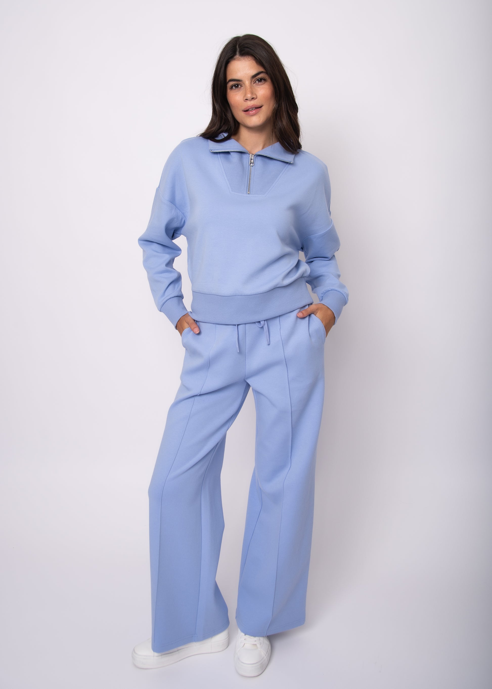 SEANNI SOFT KNIT HALF ZIP PULLOVER - PERRI BLUE