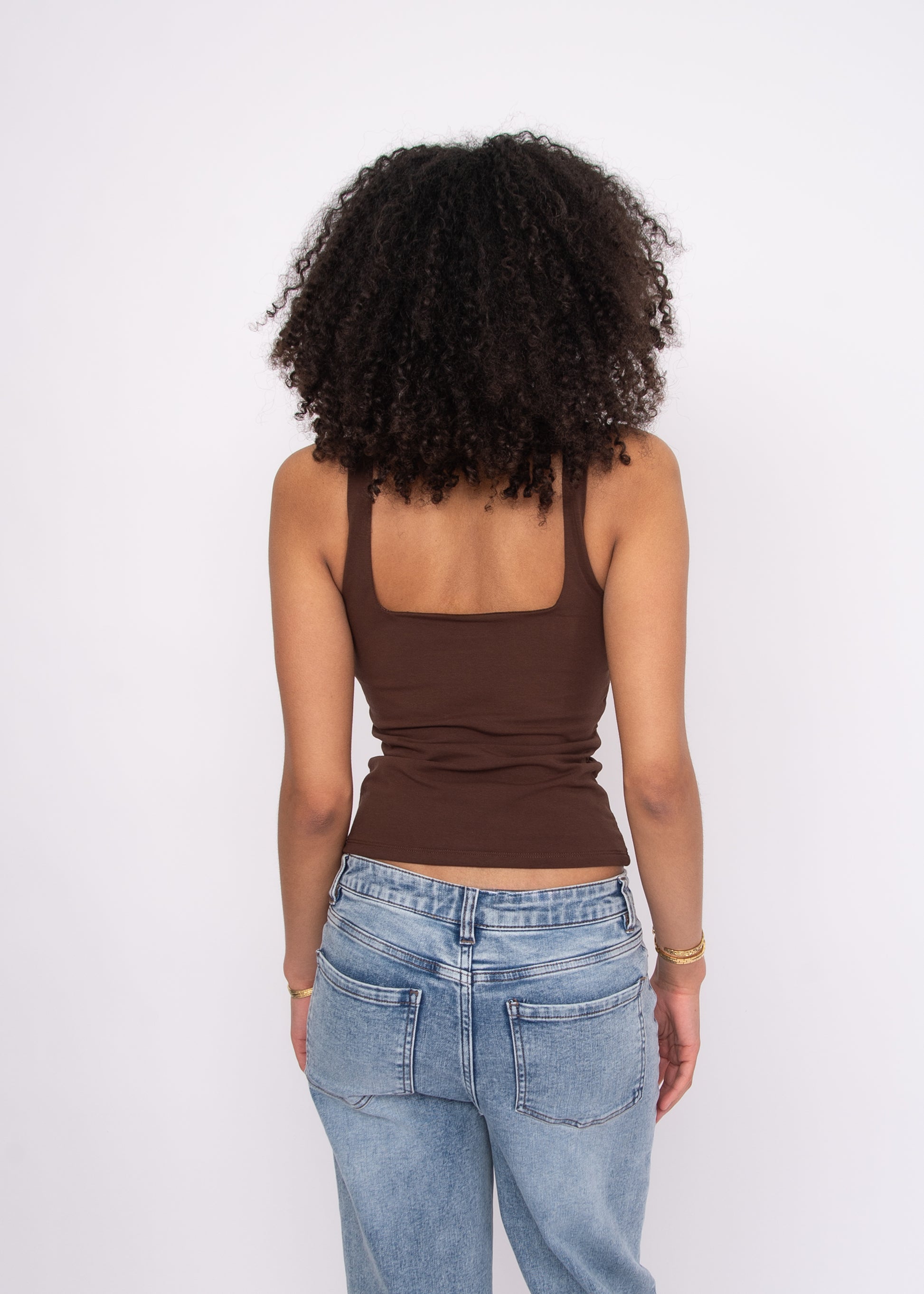 COTTON CORE IMANE SWEETHEART TANK - MOCHA