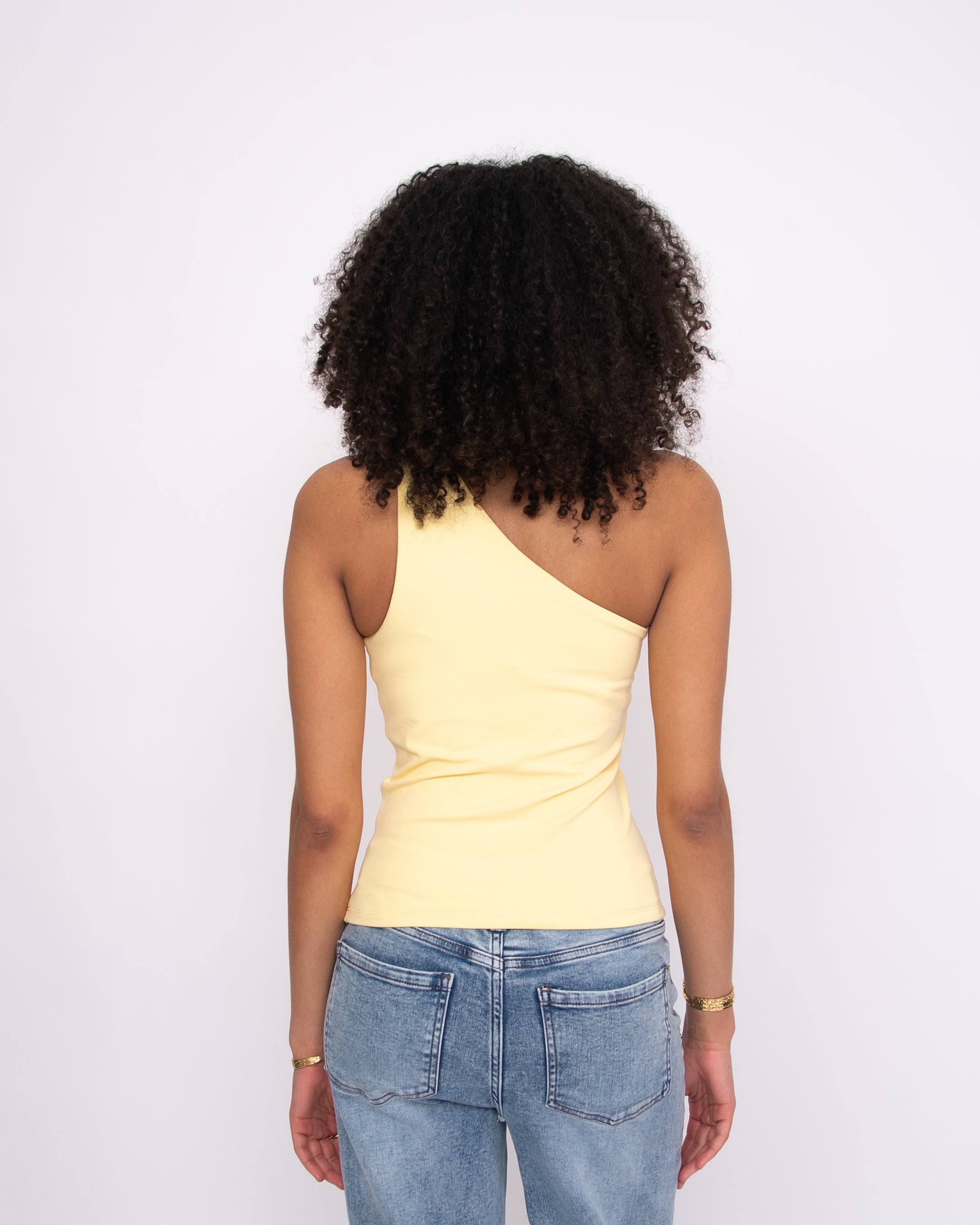 COTTON CORE SUNNY ONE SHOULDER TOP - DOUBLE CREAM
