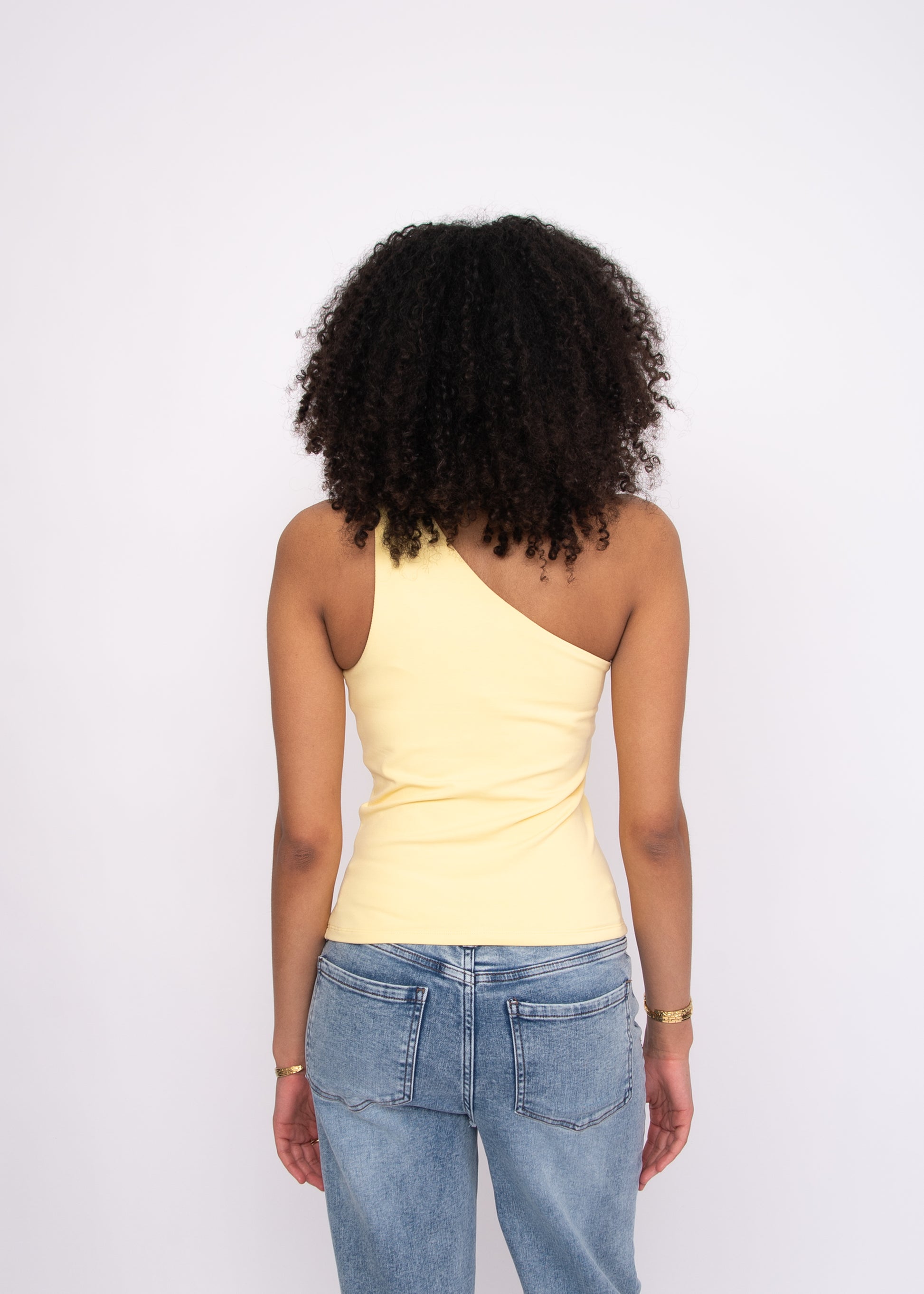 COTTON CORE SUNNY ONE SHOULDER TOP - DOUBLE CREAM