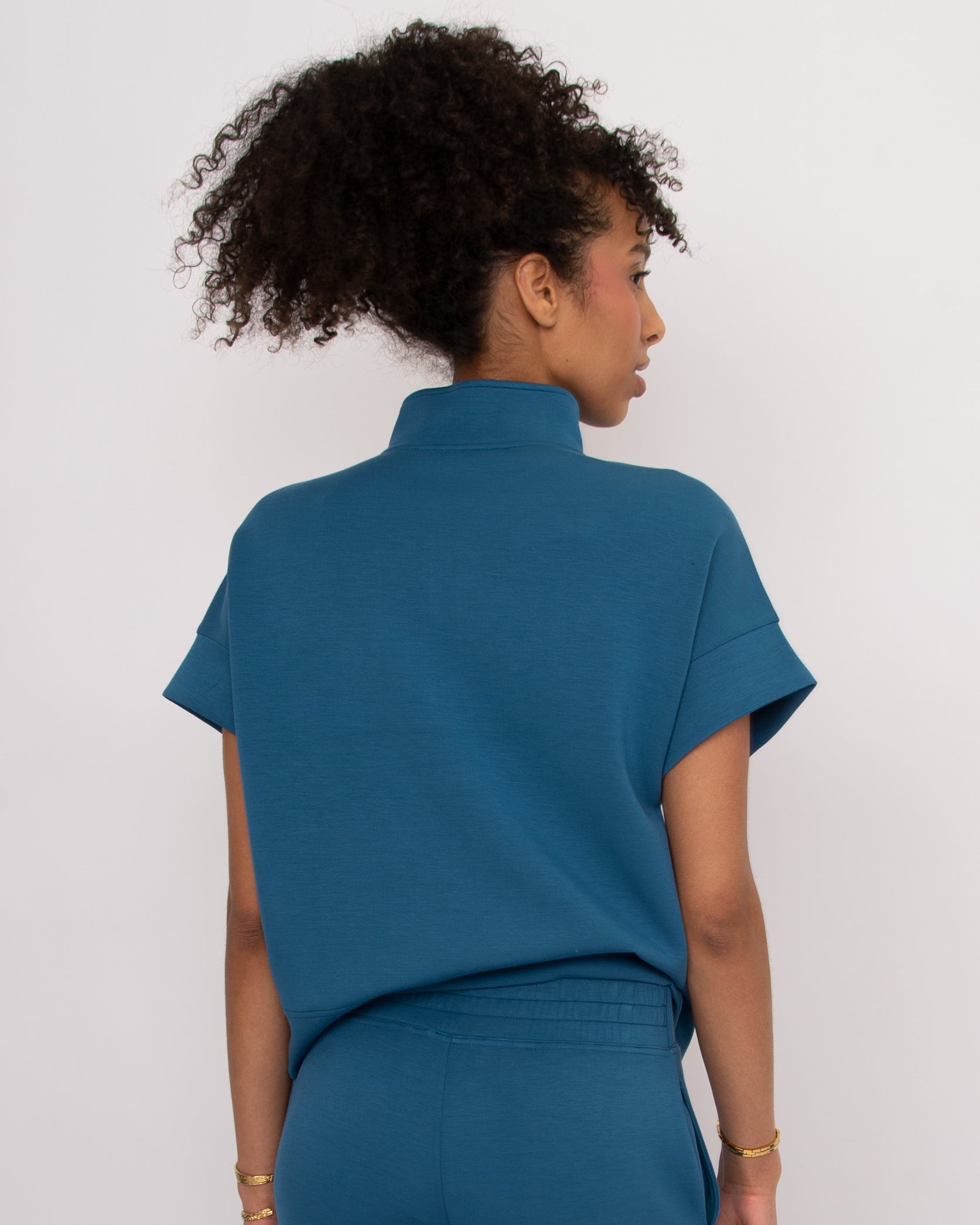 DUA SOFT KNIT HALF ZIP TOP - BORDER BLUE