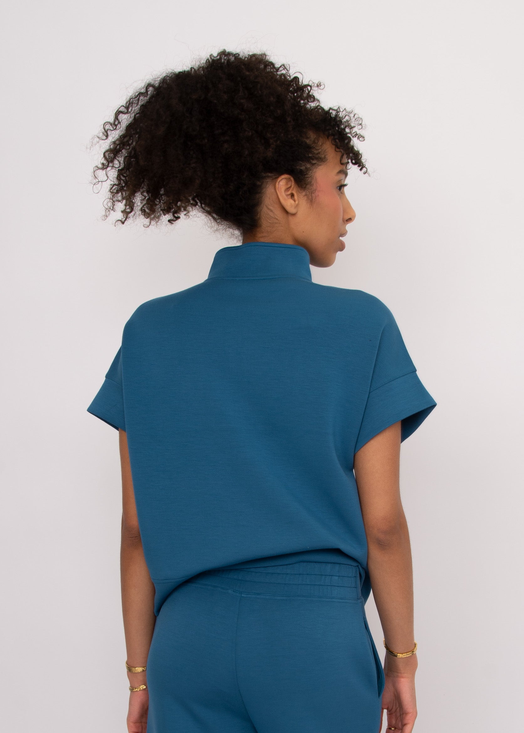 DUA SOFT KNIT HALF ZIP TOP - BORDER BLUE