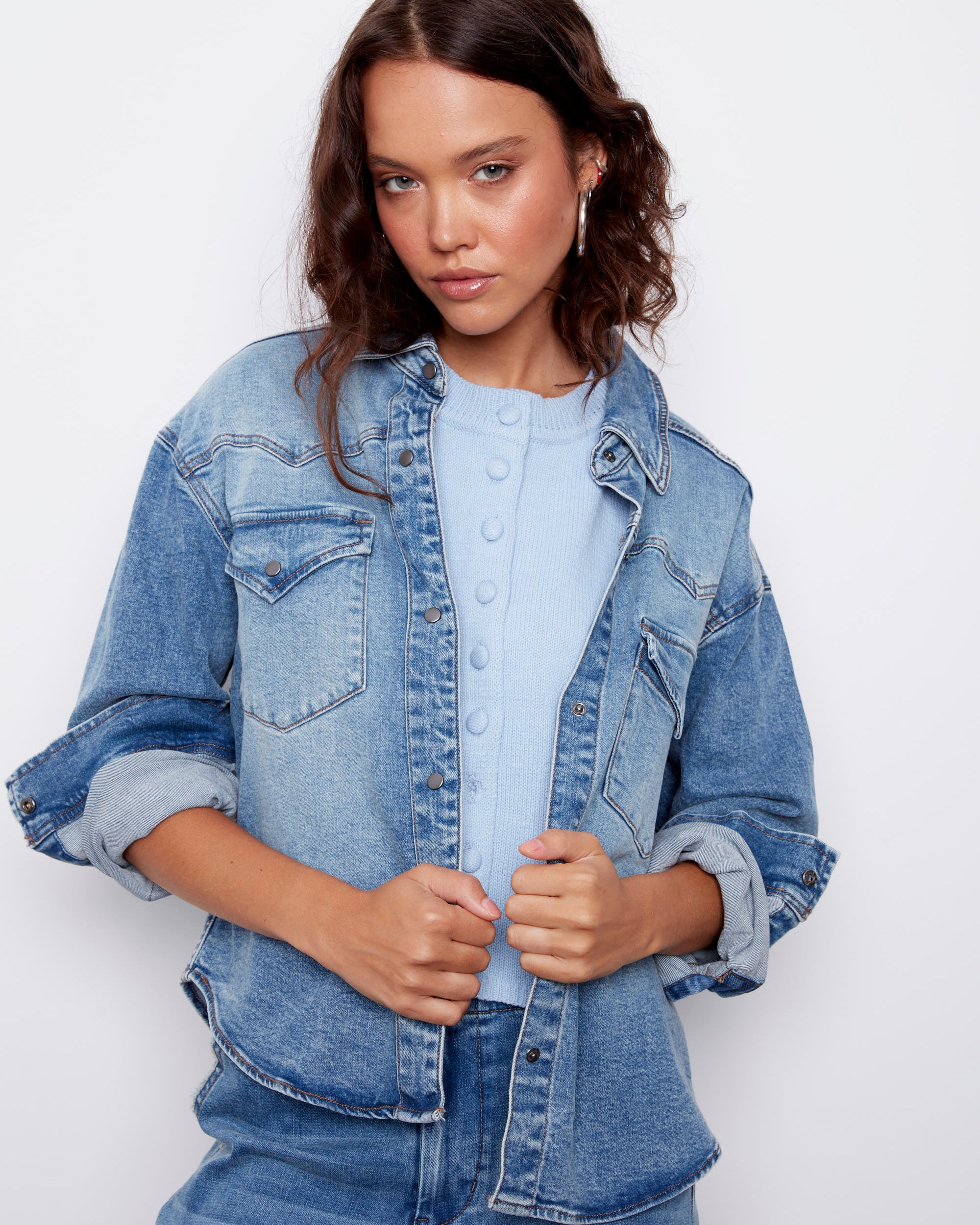 LIZETTE STRETCH DENIM SHIRT - DIDI DARK WASH