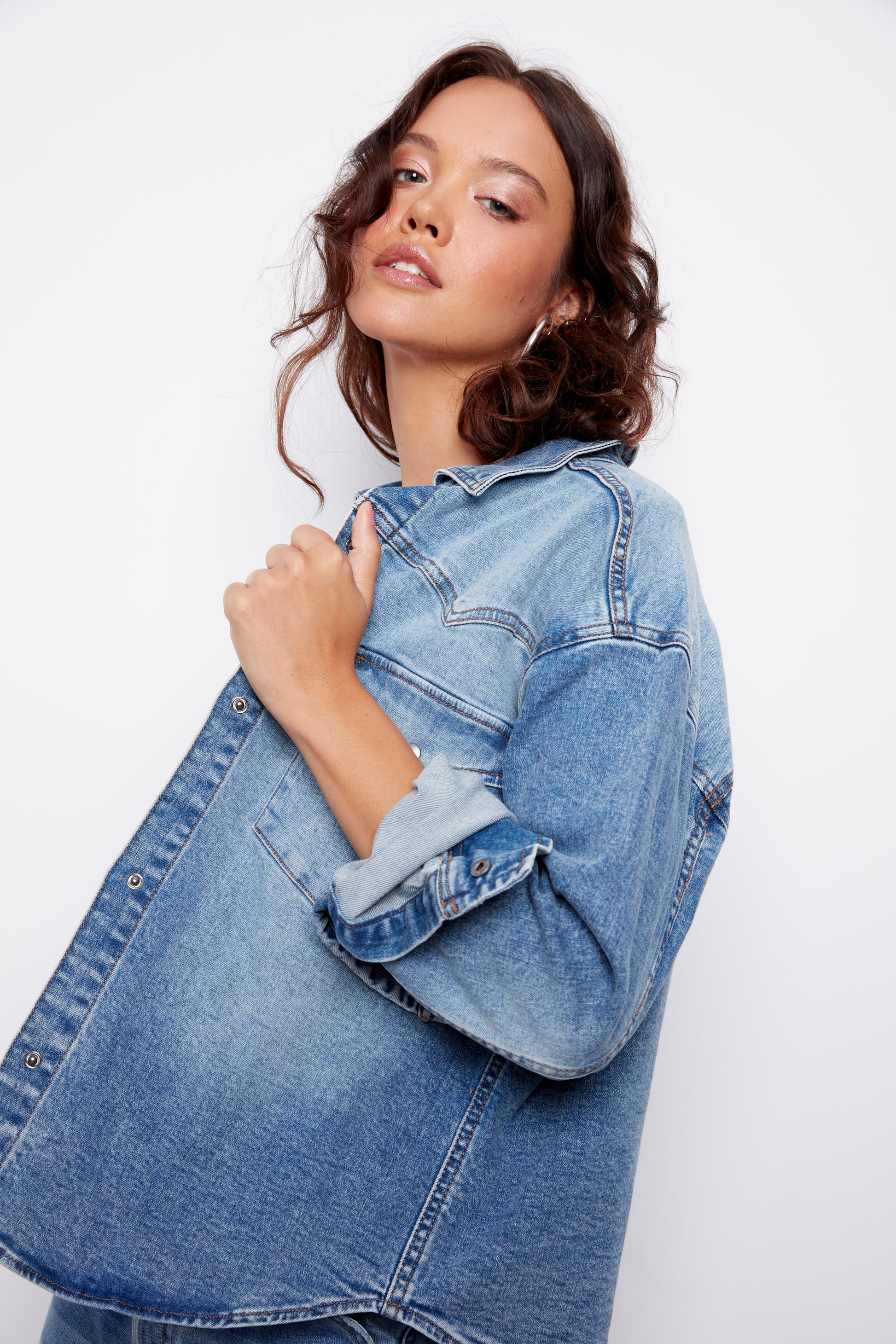 LIZETTE STRETCH DENIM SHIRT - DIDI DARK WASH