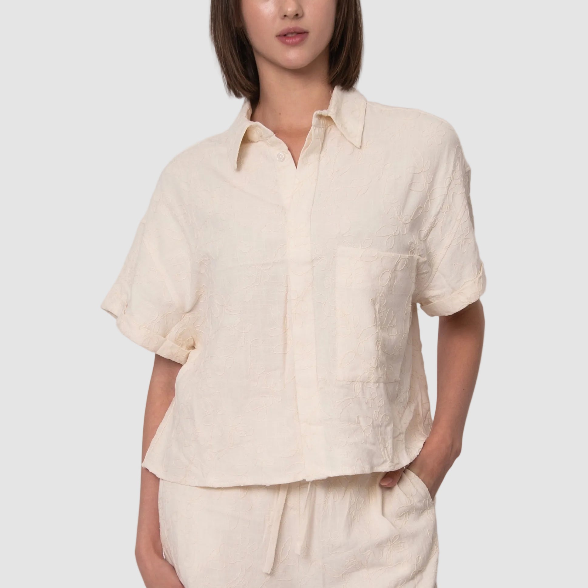 LINDA LINEN SS SHIRT - NATURAL