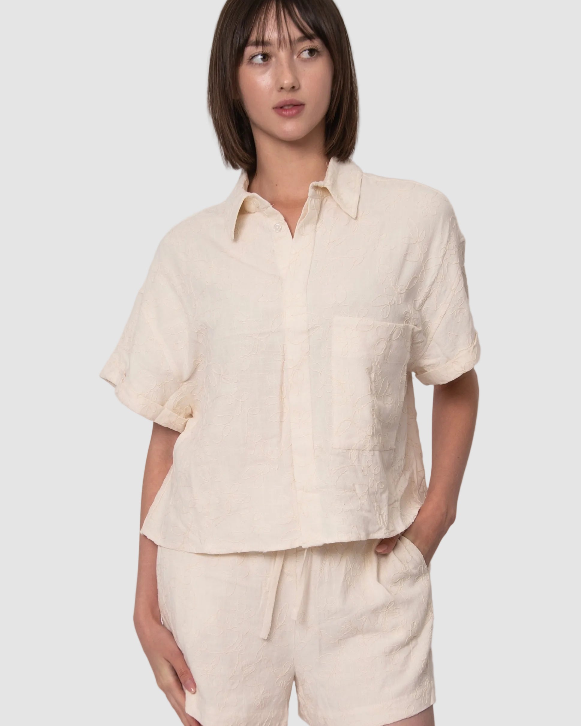 LINDA LINEN SS SHIRT - NATURAL