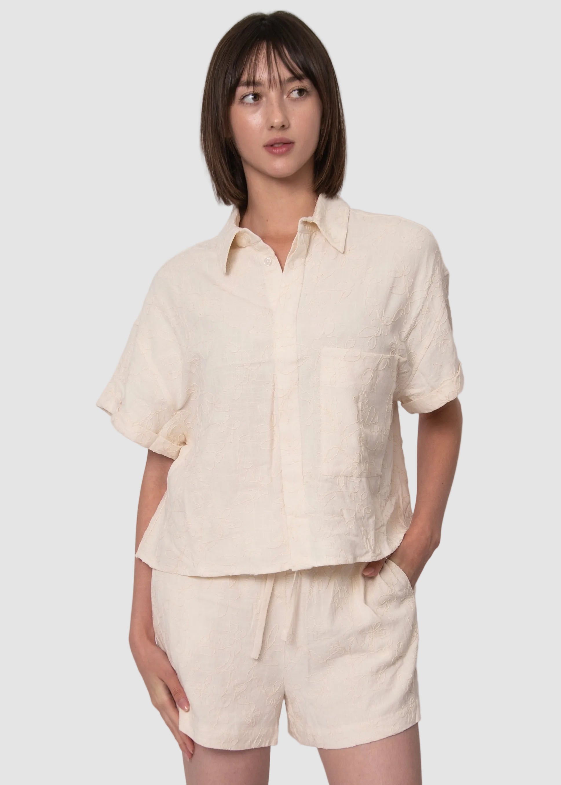 LINDA LINEN SS SHIRT - NATURAL