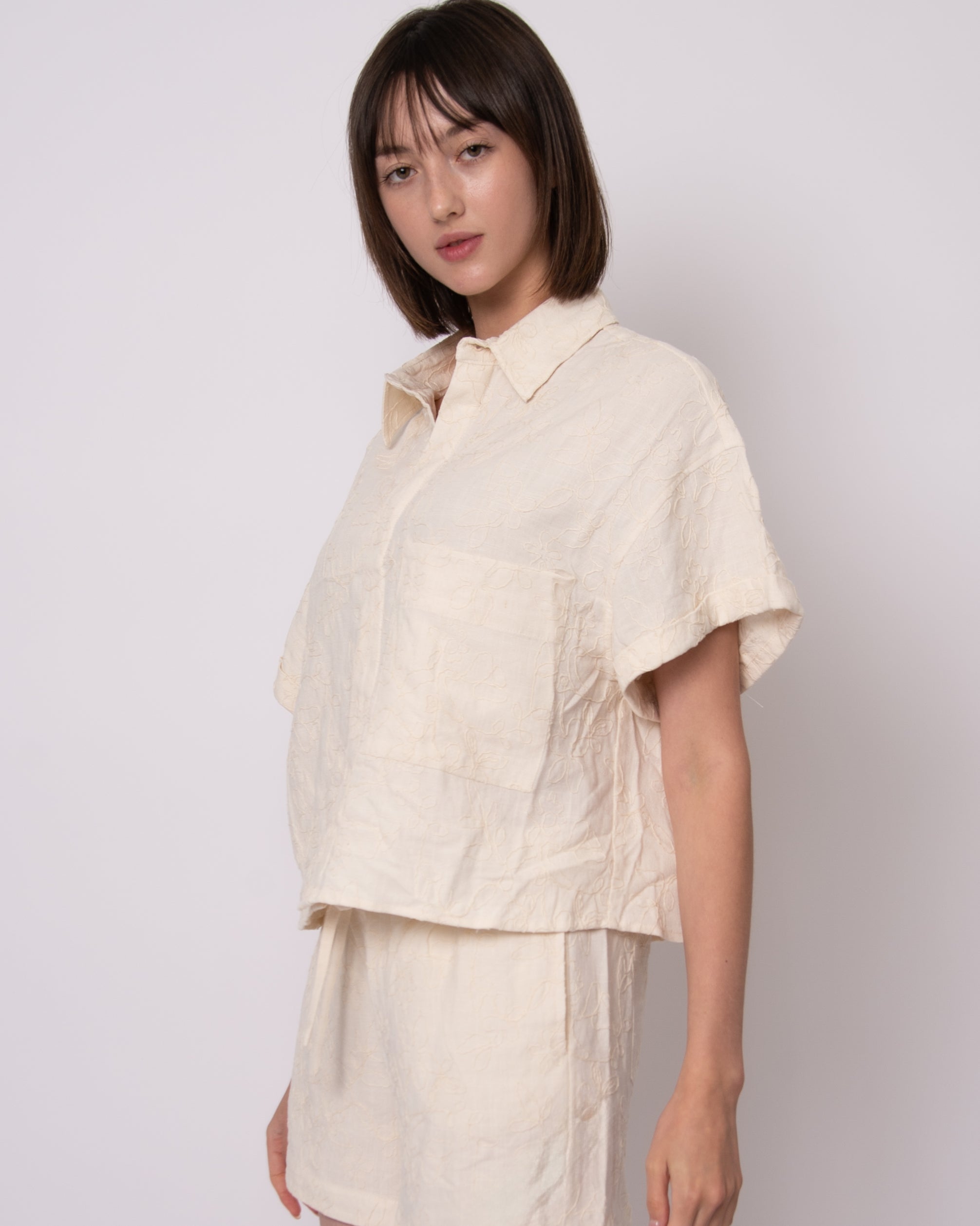 LINDA LINEN SS SHIRT - NATURAL