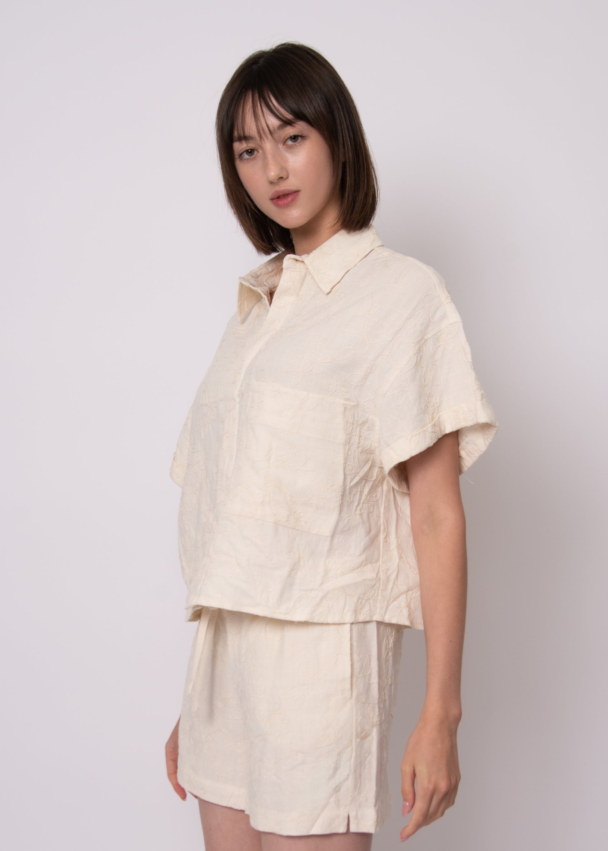LINDA LINEN SS SHIRT - NATURAL