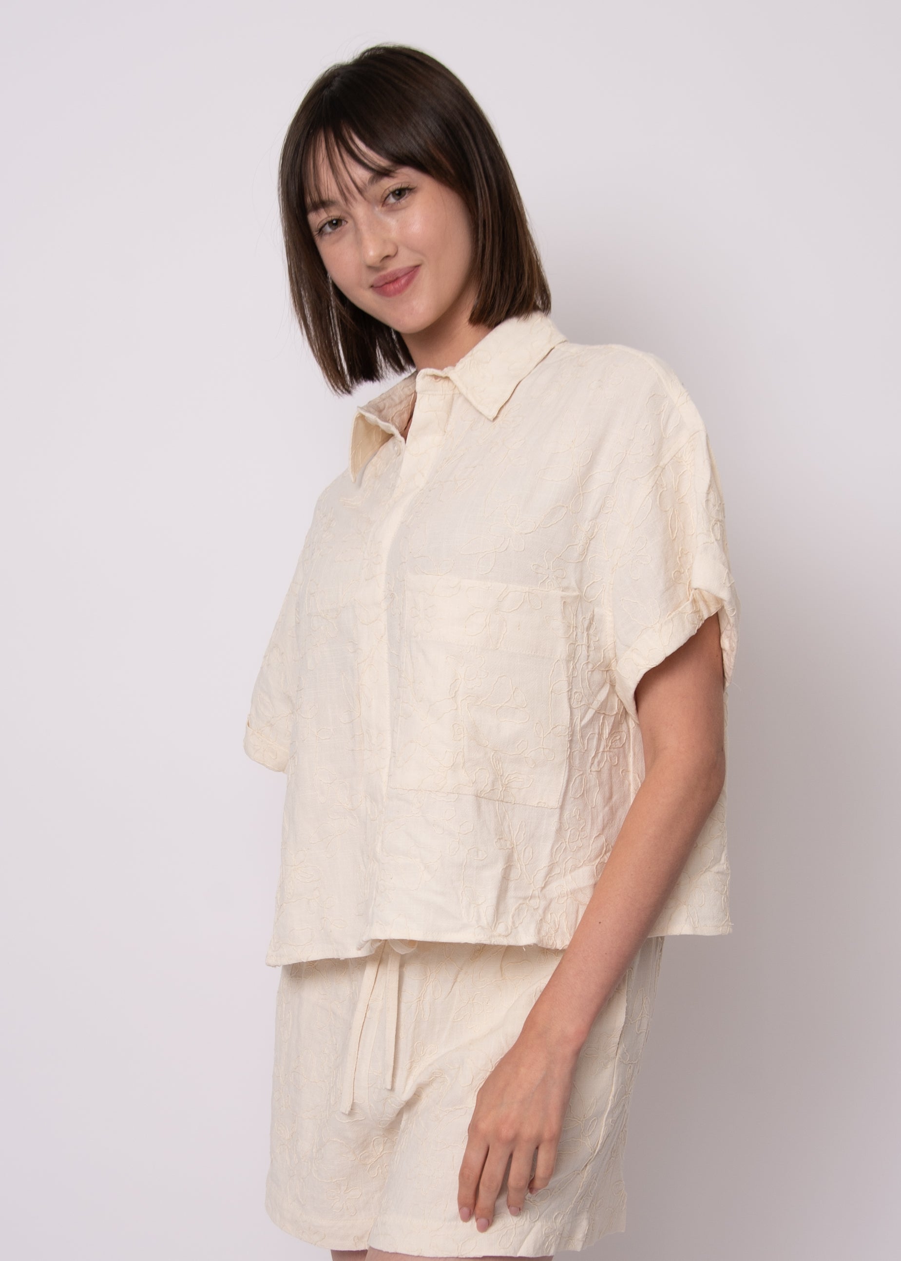 LINDA LINEN SS SHIRT - NATURAL