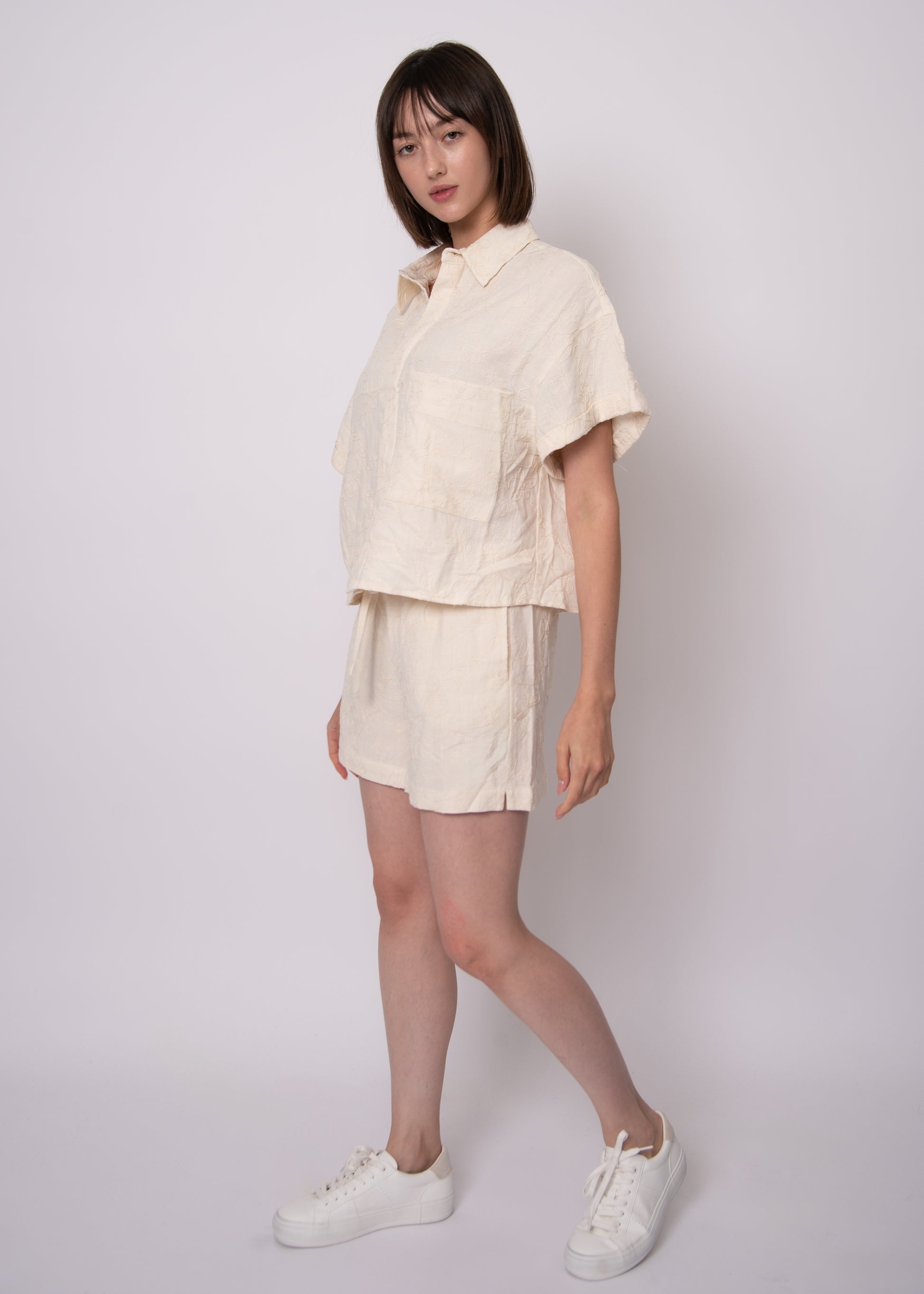 MARLA LINEN PULL ON SHORTS - NATURAL