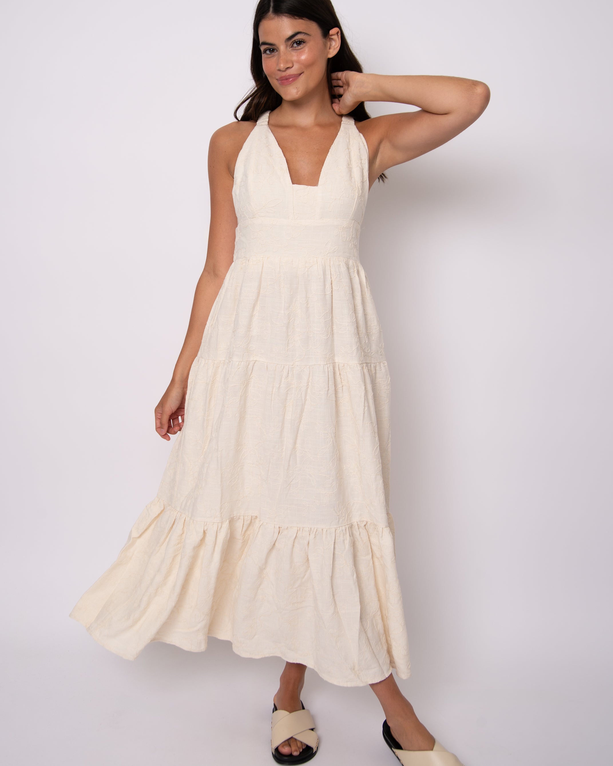 ROSALIA LINEN MAXI DRESS - NATURAL