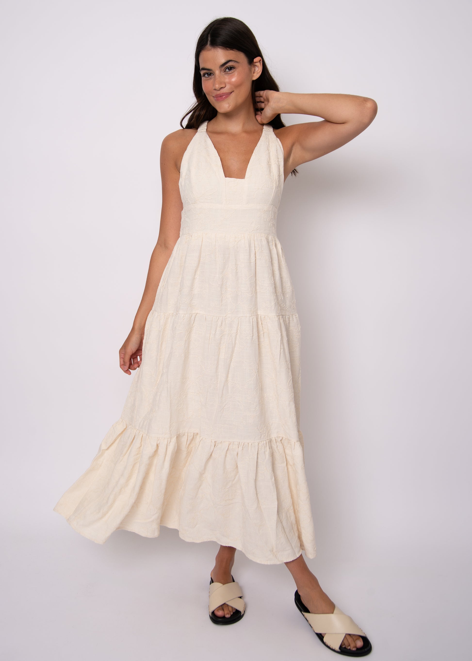 ROSALIA LINEN MAXI DRESS - NATURAL