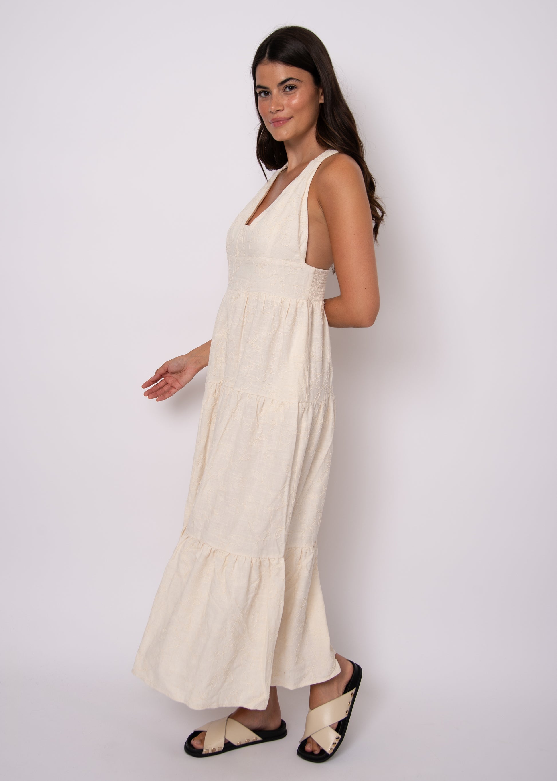 ROSALIA LINEN MAXI DRESS - NATURAL