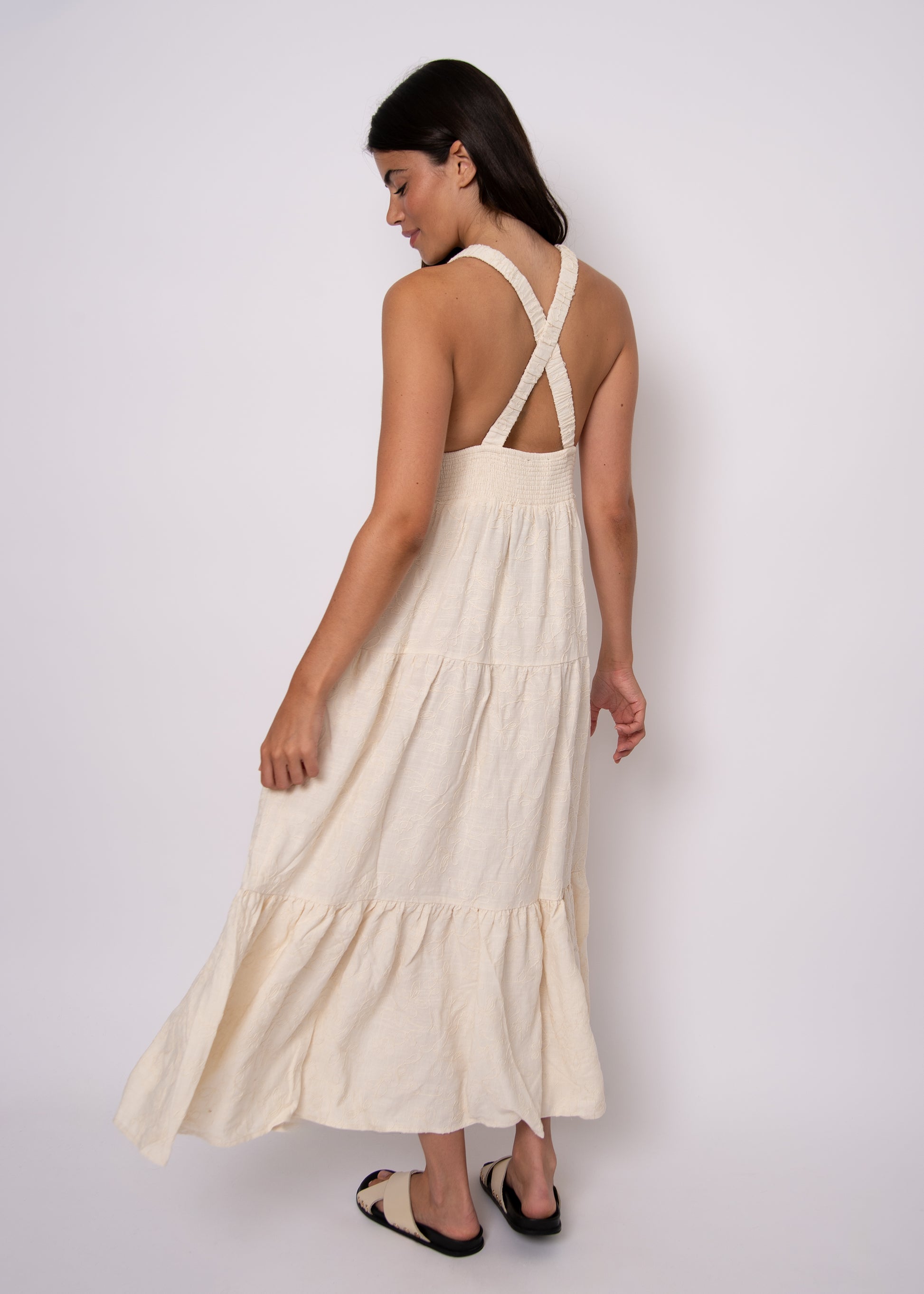 ROSALIA LINEN MAXI DRESS - NATURAL