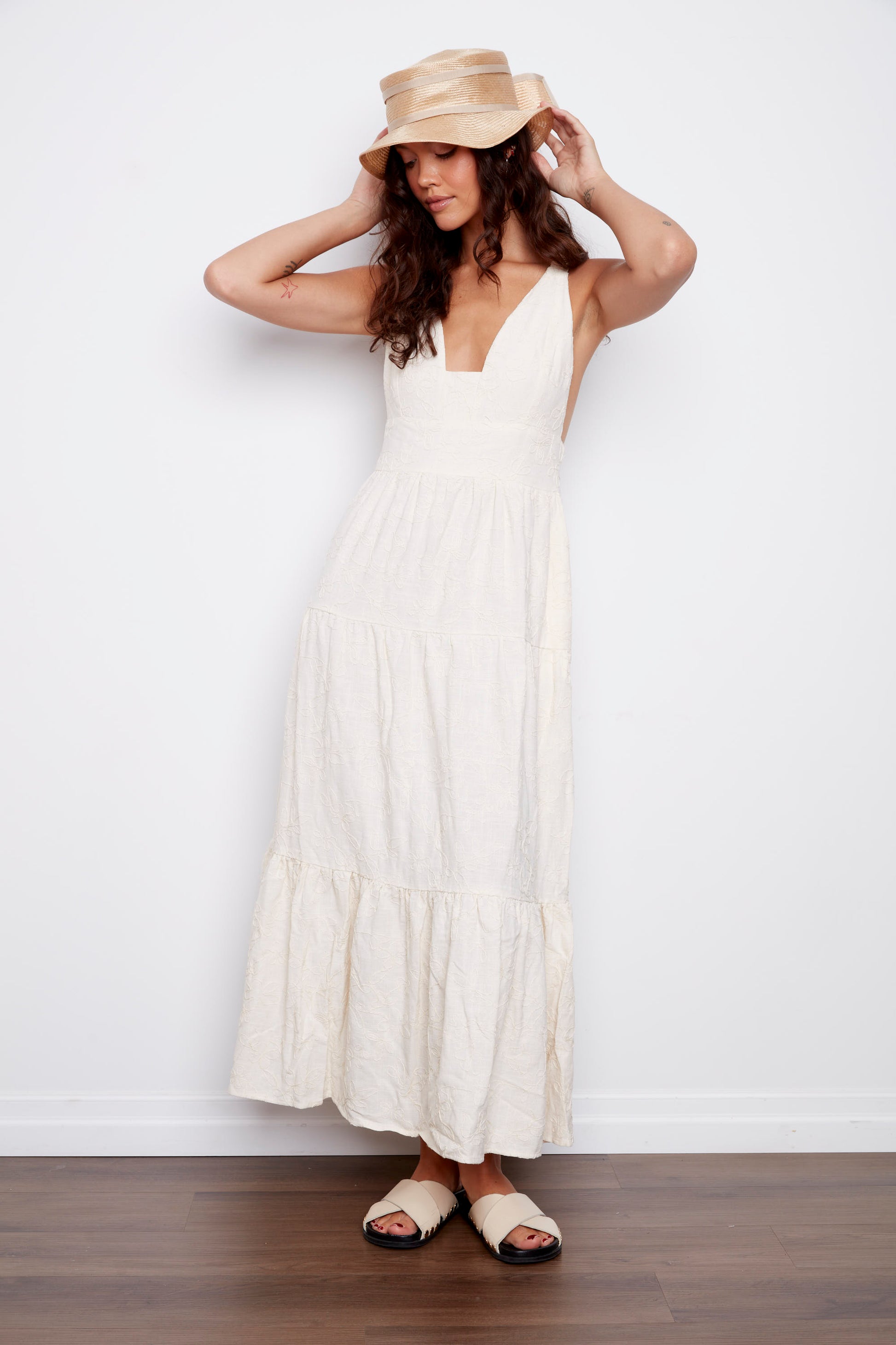 ROSALIA LINEN MAXI DRESS - NATURAL