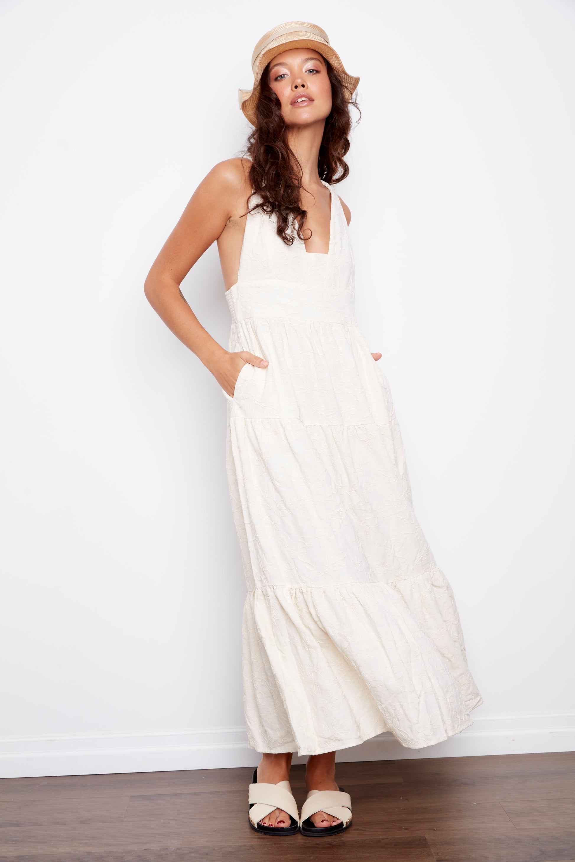 ROSALIA LINEN MAXI DRESS - NATURAL