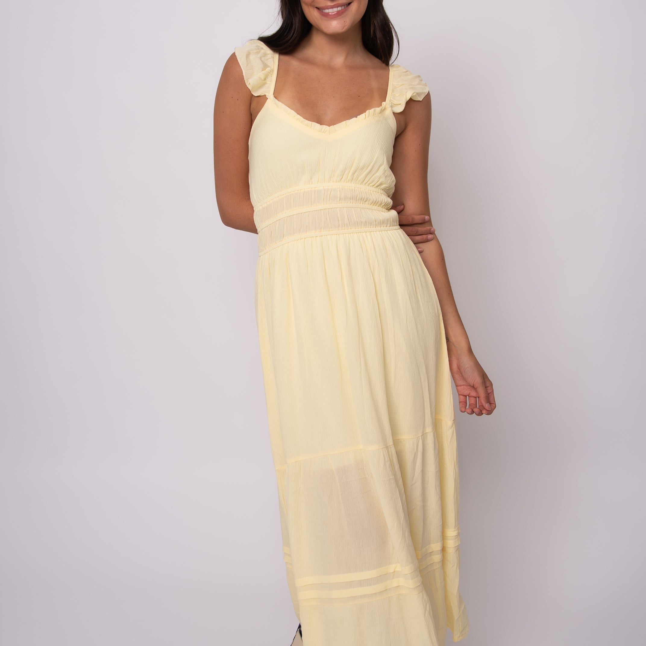 AERIE CRINKLE CHIFFON MAXI DRESS - SUNLIGHT