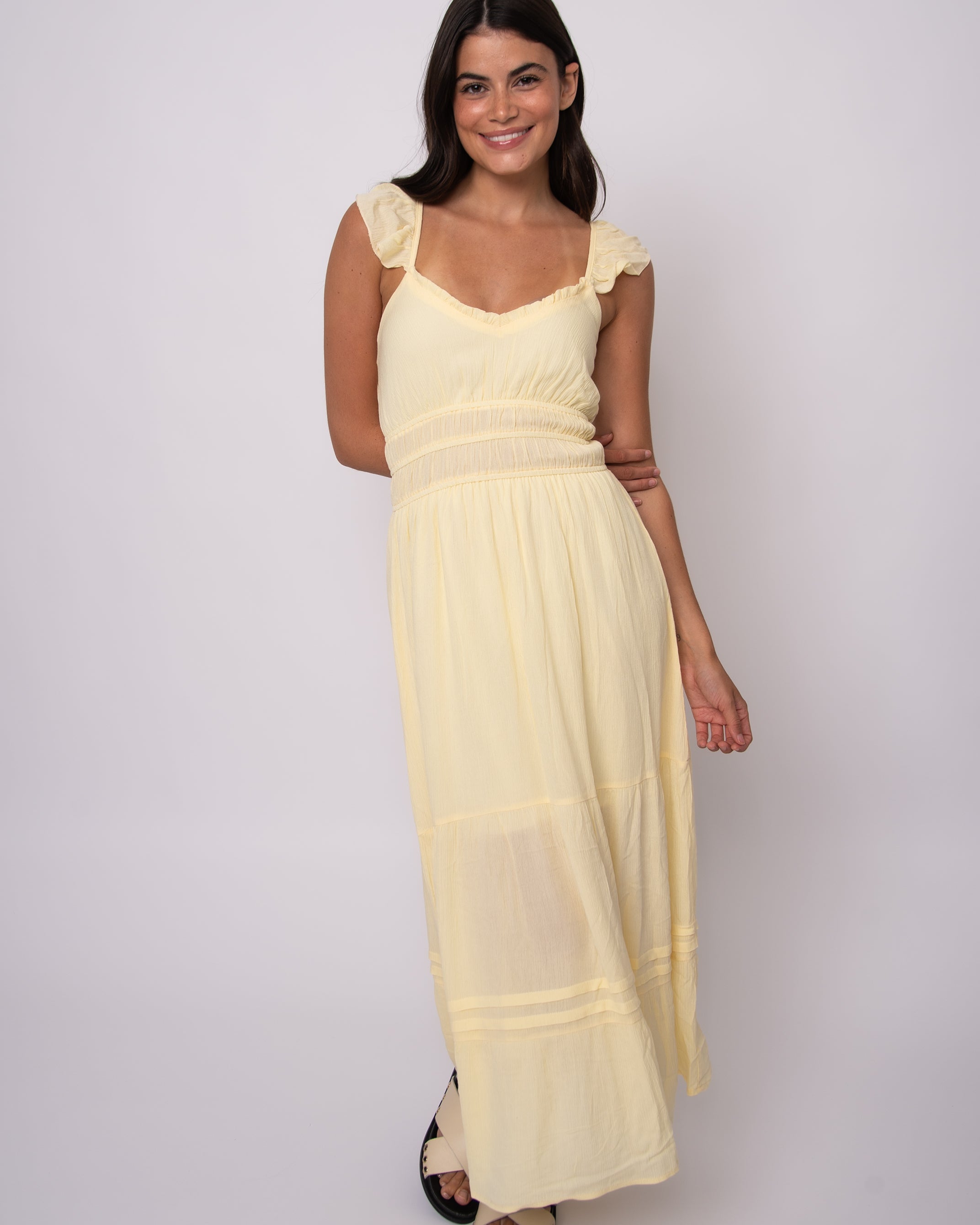 AERIE CRINKLE CHIFFON MAXI DRESS - SUNLIGHT