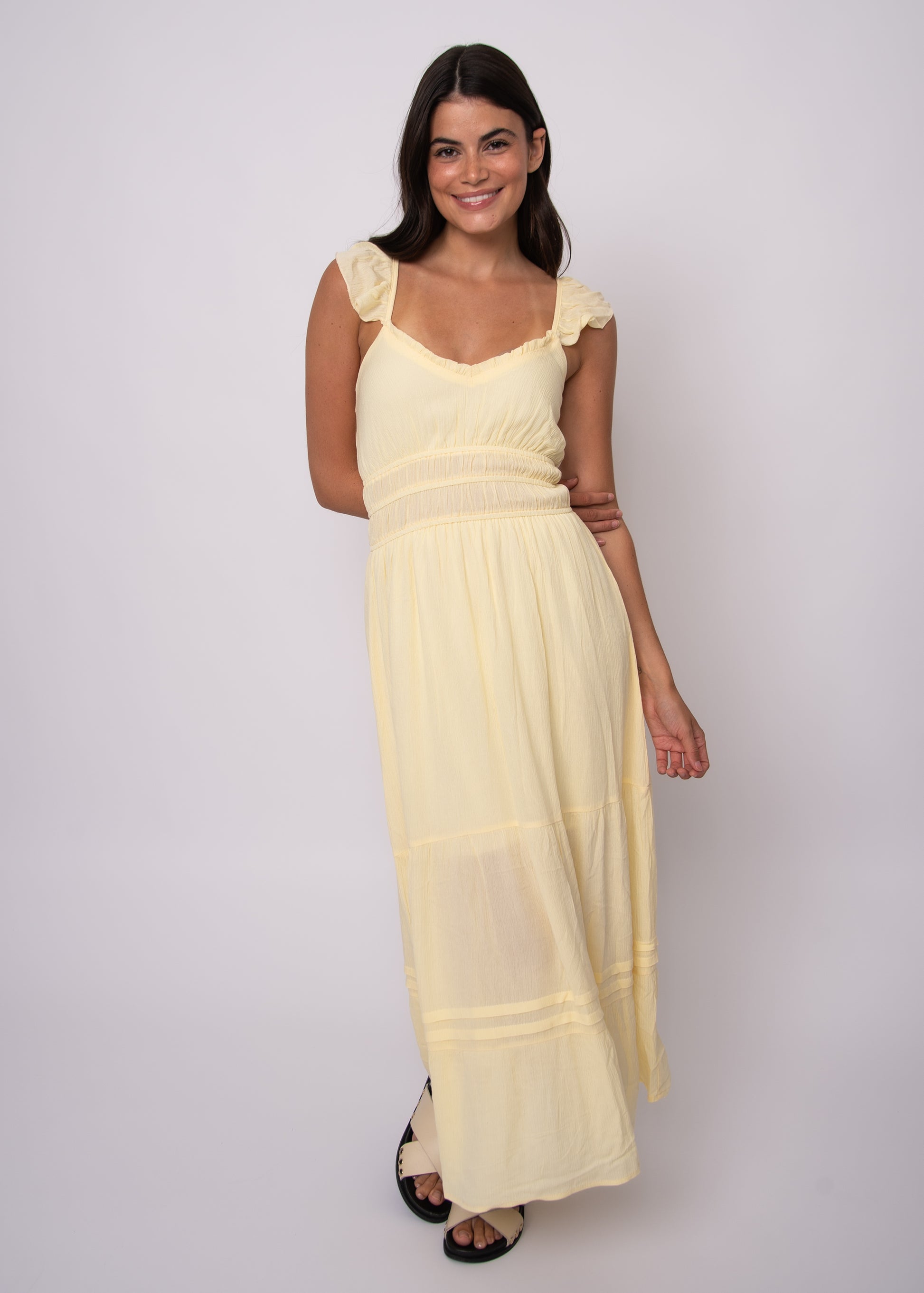 AERIE CRINKLE CHIFFON MAXI DRESS - SUNLIGHT